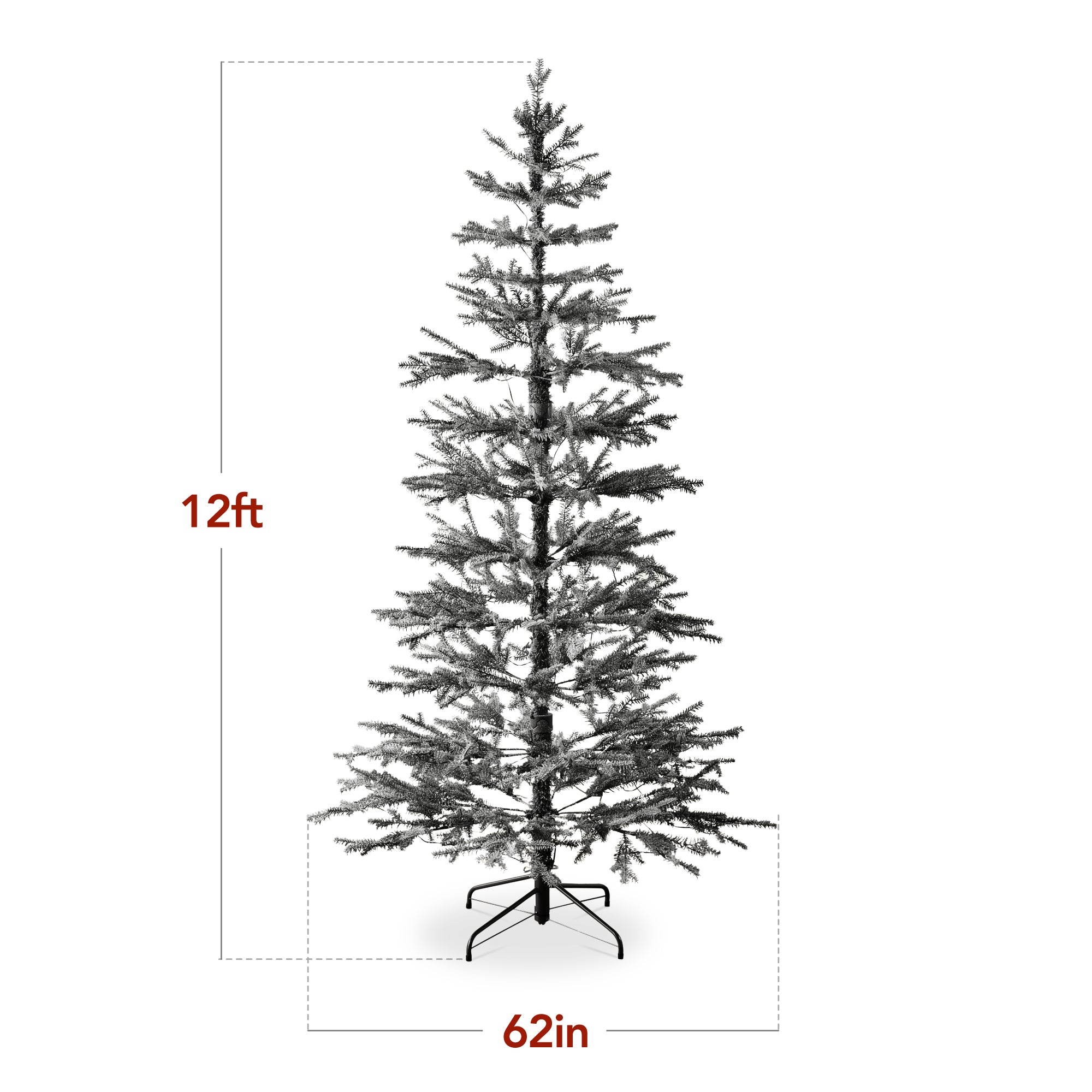 Black Pre-Lit Sparse Flocked Christmas Tree w/ 2-in-1 LEDs, Cordless Connection - Image 38