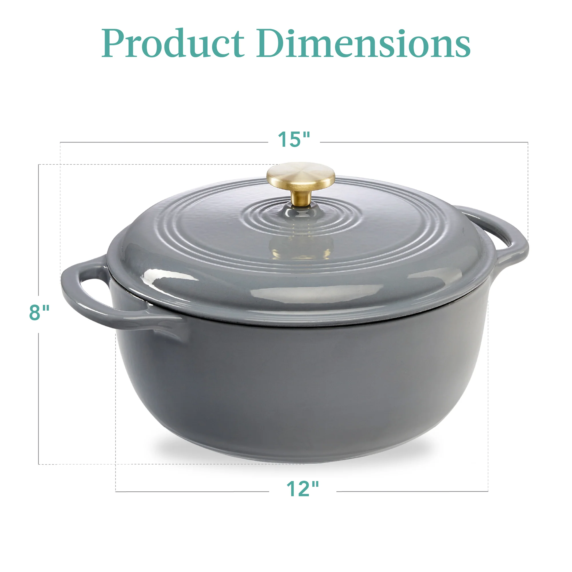 Cast-Iron Dutch Oven Kitchen Cookware w/ Enamel, Handles - 7.5qt - Image 105