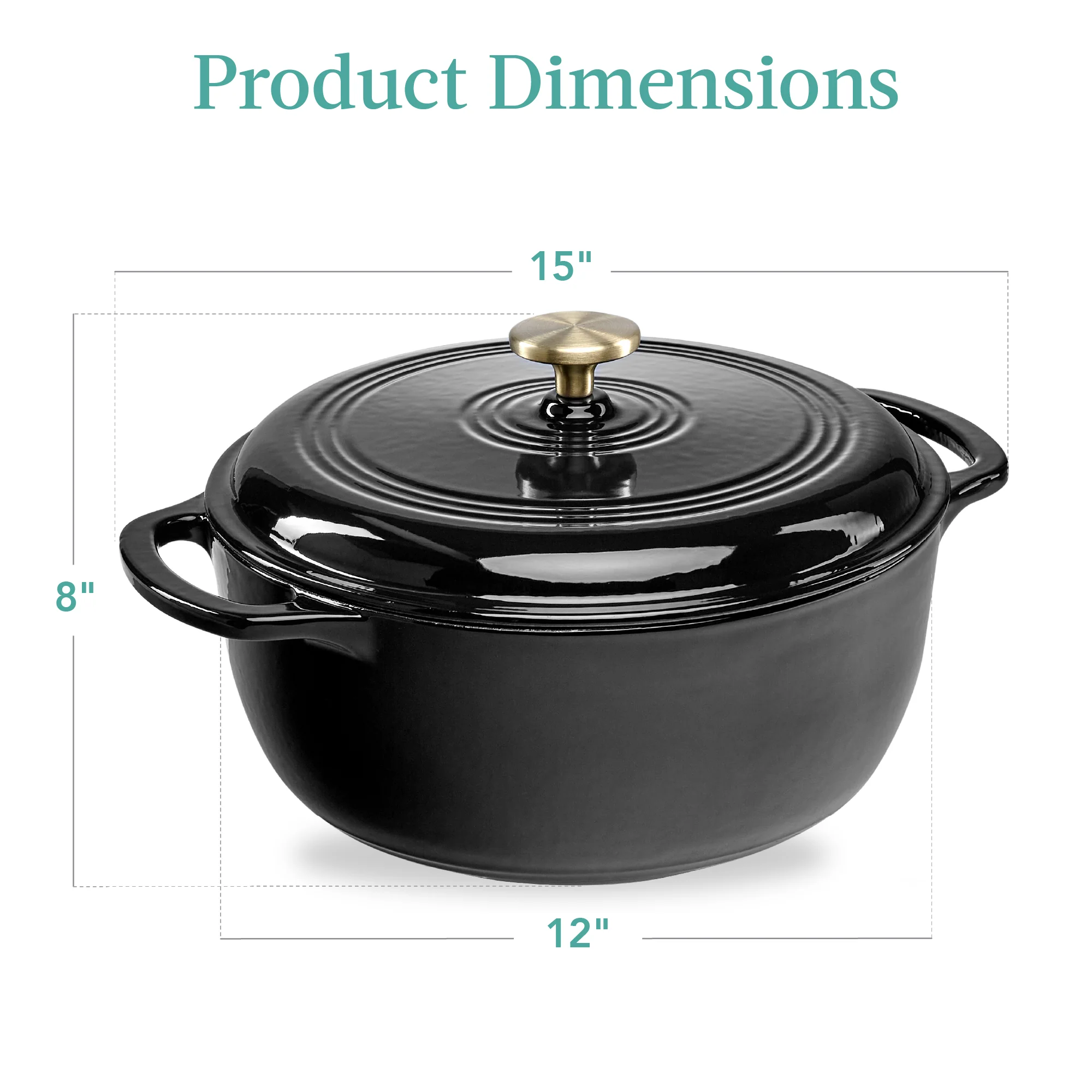 Cast-Iron Dutch Oven Kitchen Cookware w/ Enamel, Handles - 7.5qt - Image 28