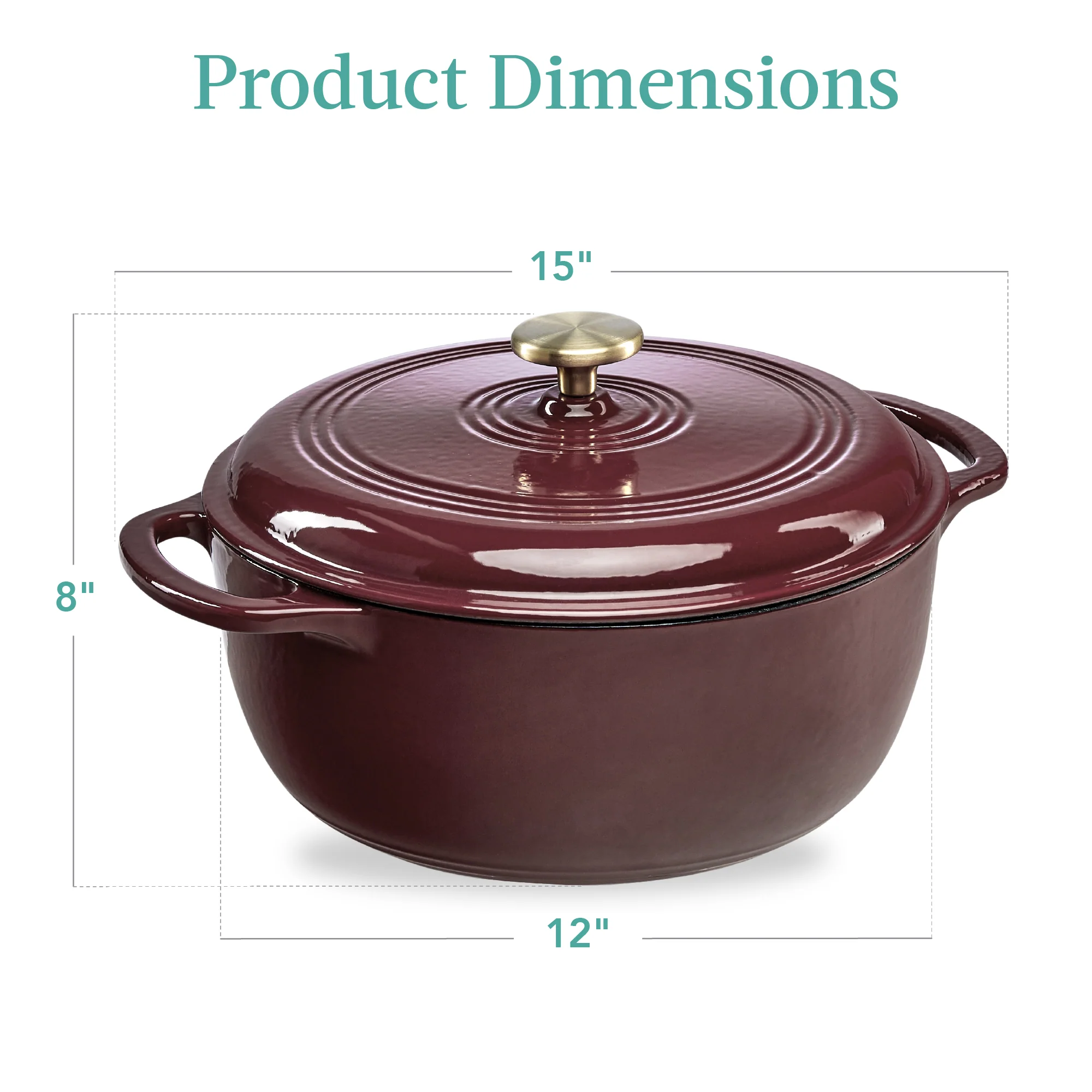 Cast-Iron Dutch Oven Kitchen Cookware w/ Enamel, Handles - 7.5qt - Image 42