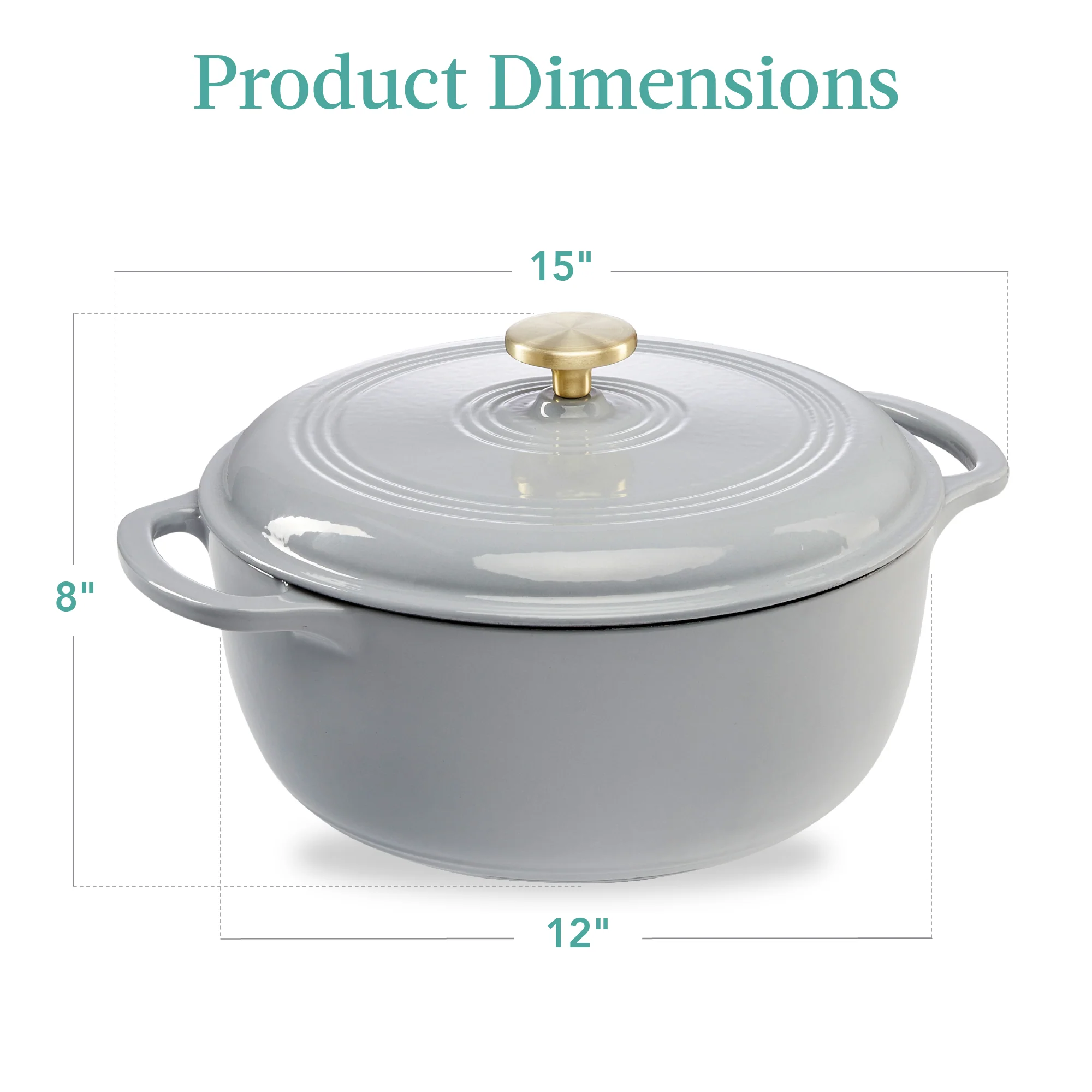 Cast-Iron Dutch Oven Kitchen Cookware w/ Enamel, Handles - 7.5qt - Image 49