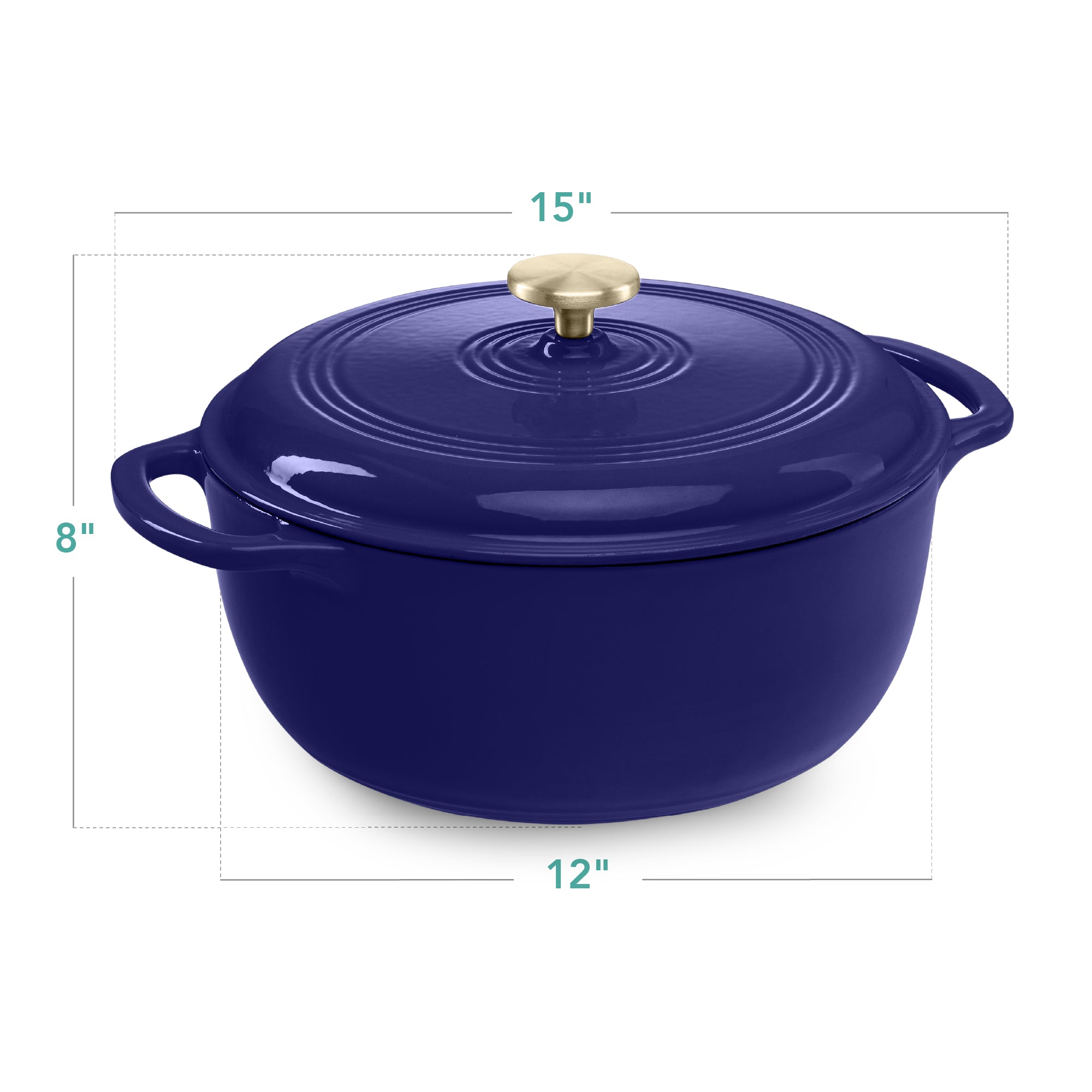 Cast-Iron Dutch Oven Kitchen Cookware w/ Enamel, Handles - 7.5qt - Image 56