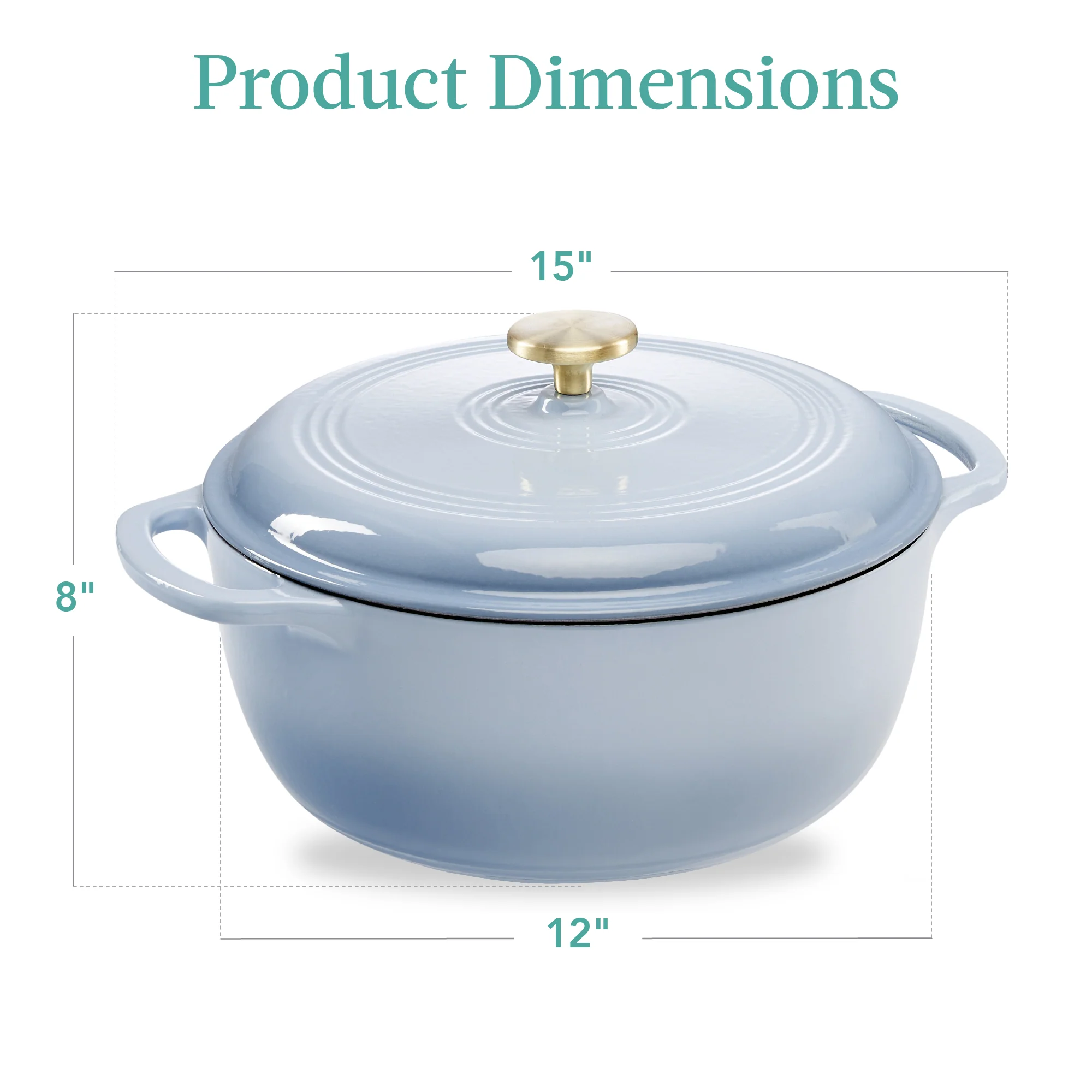 Cast-Iron Dutch Oven Kitchen Cookware w/ Enamel, Handles - 7.5qt - Image 63