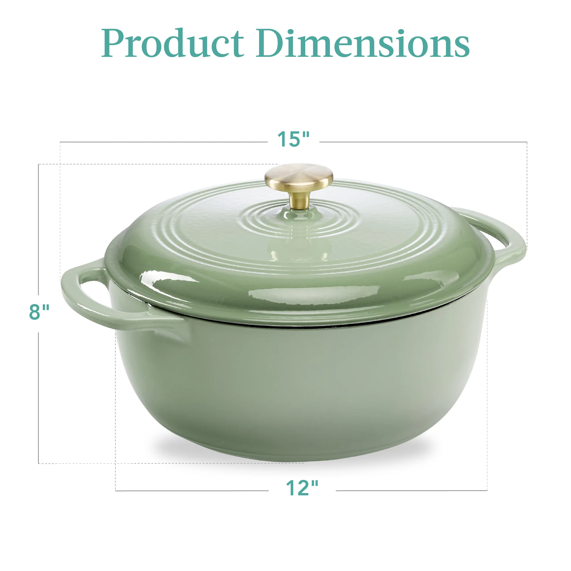 Cast-Iron Dutch Oven Kitchen Cookware w/ Enamel, Handles - 7.5qt - Image 84