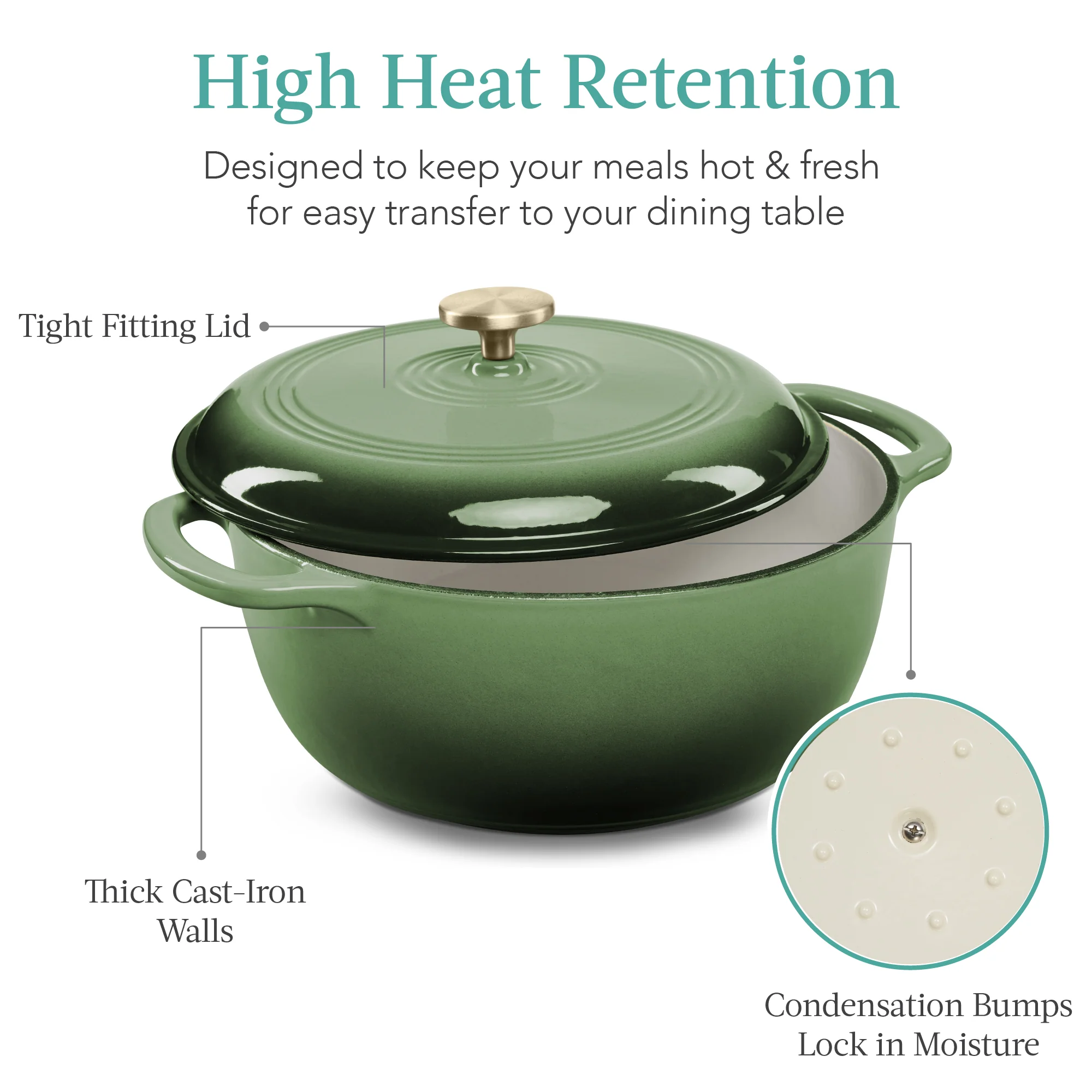 Cast-Iron Dutch Oven Kitchen Cookware w/ Enamel, Handles - 7.5qt - Image 89
