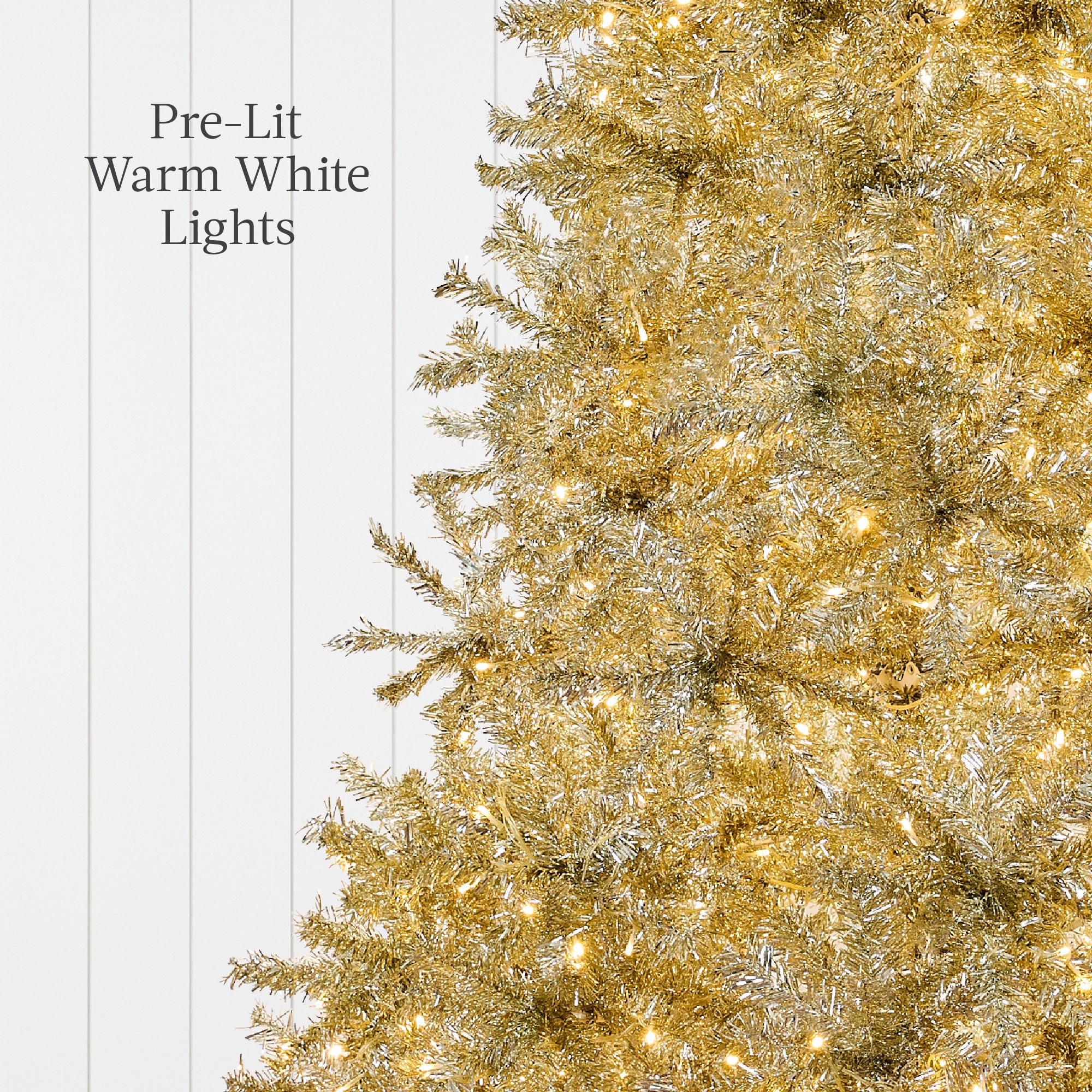Prelit Gold Artificial Tinsel Christmas Tree w/ Foldable Stand - Image 20