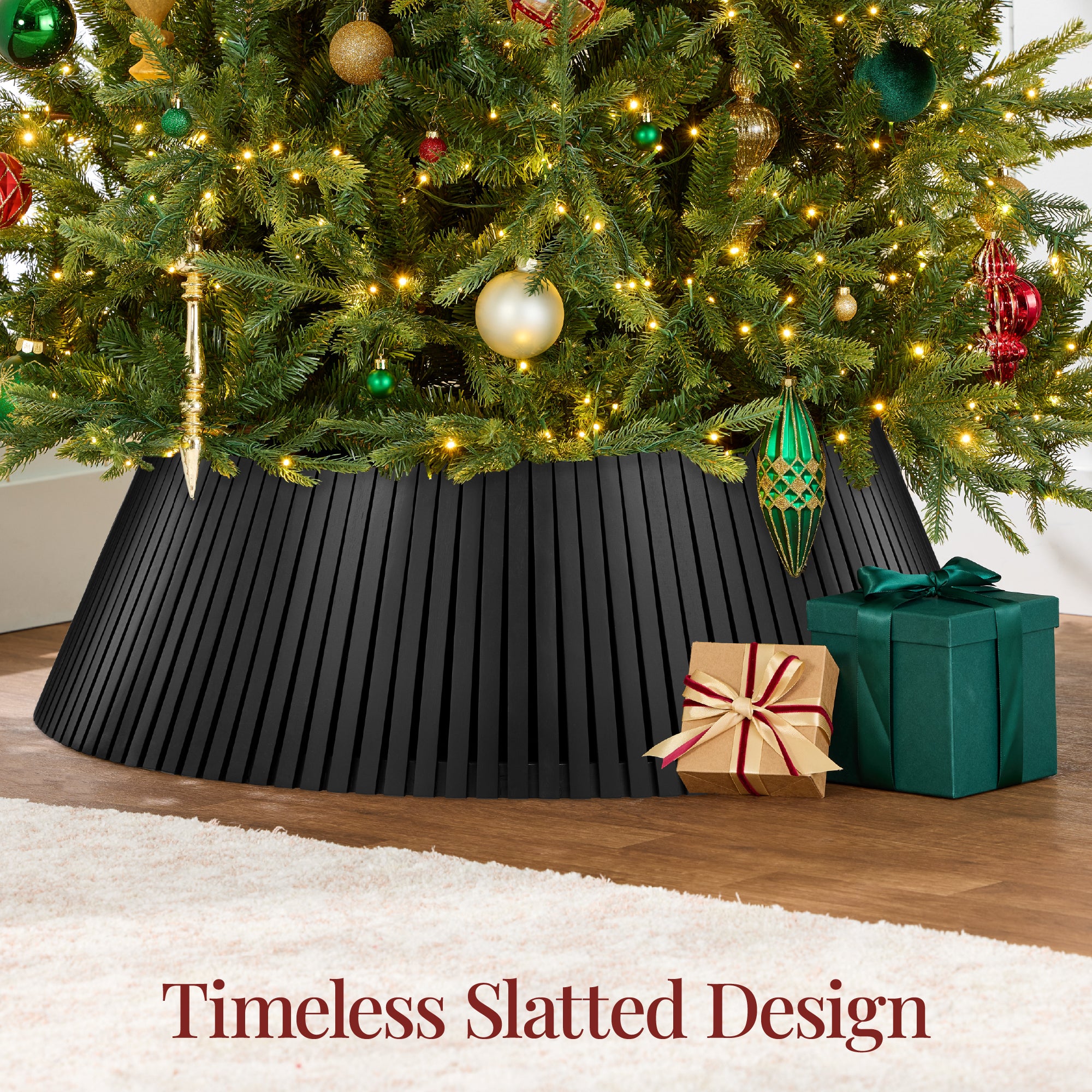 Christmas Tree Collar, Solid Wood Slatted Tree Accessory - 42in - Image 11