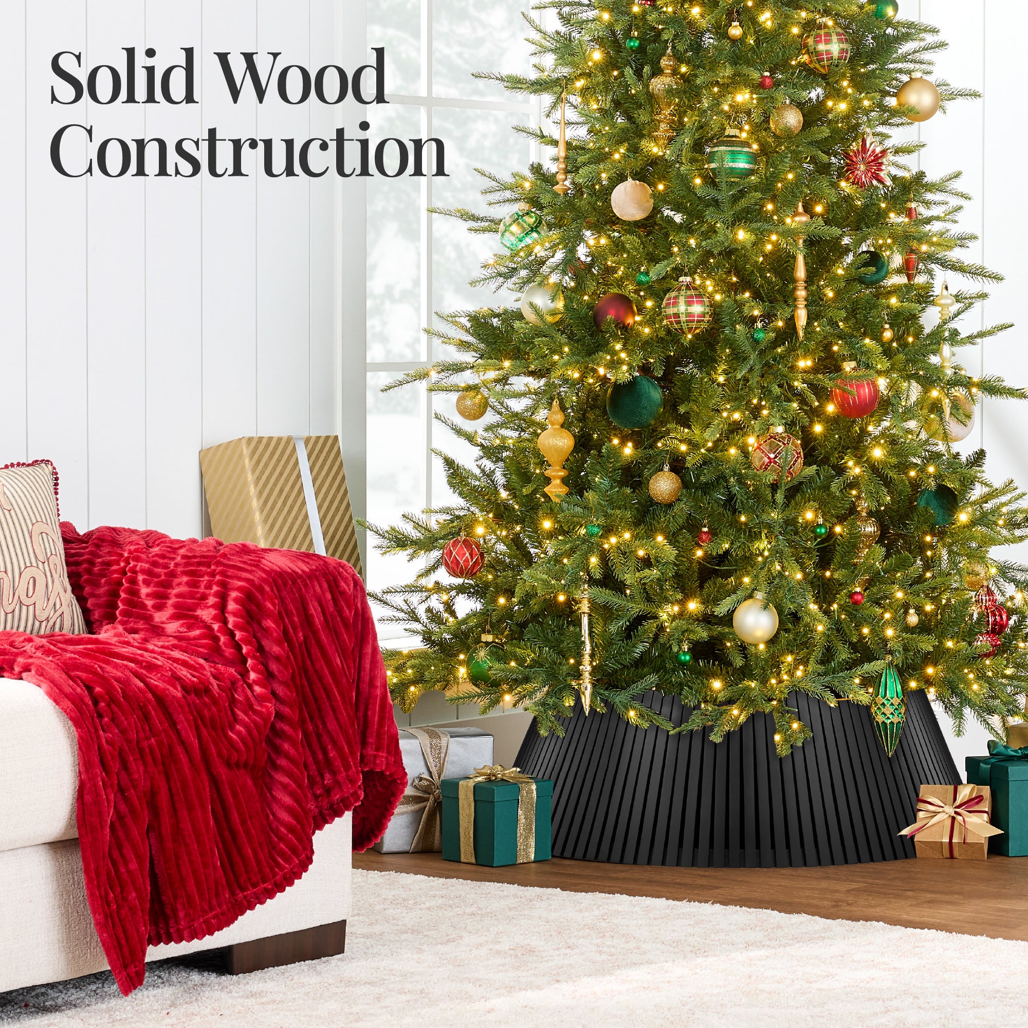 Christmas Tree Collar, Solid Wood Slatted Tree Accessory - 42in - Image 13