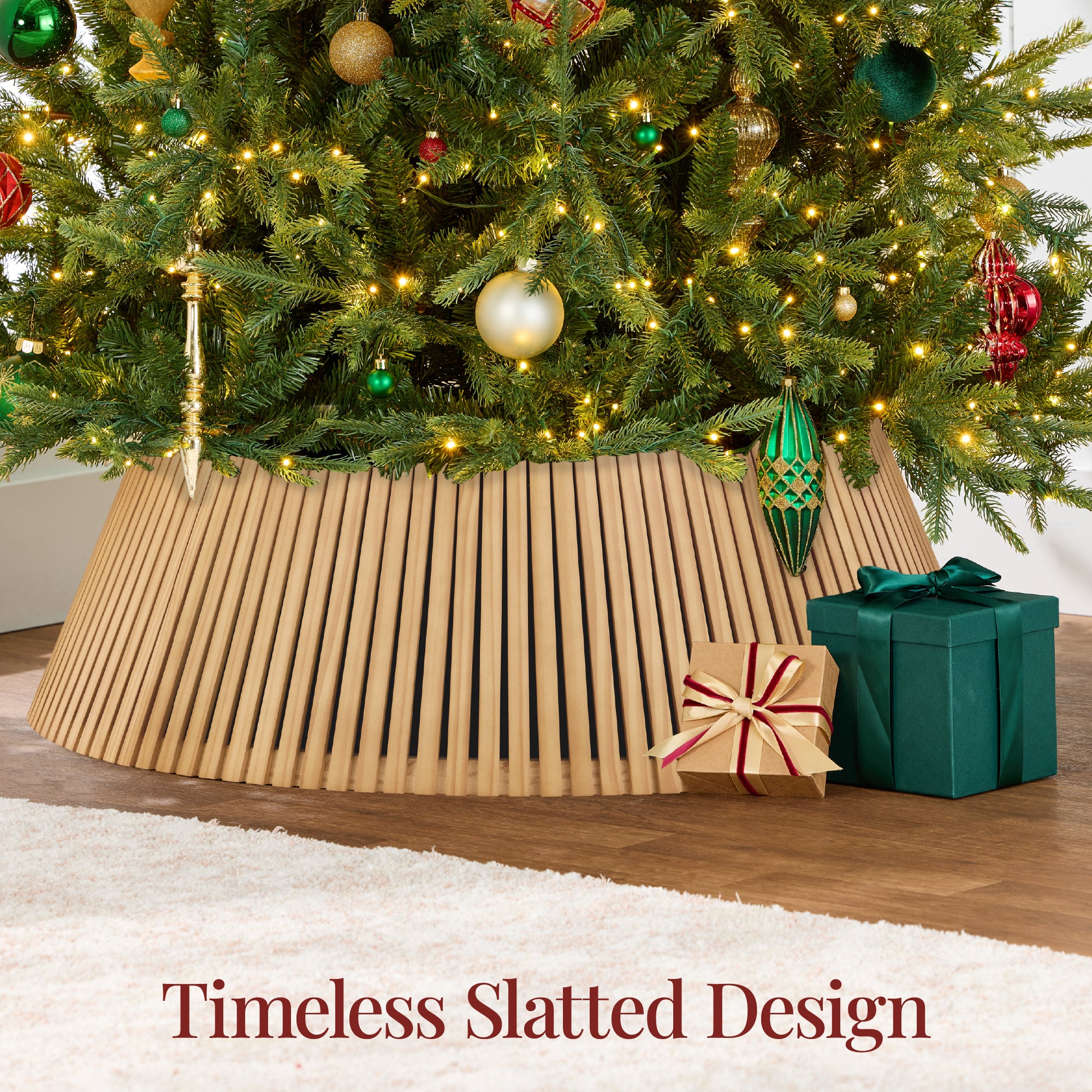 Christmas Tree Collar, Solid Wood Slatted Tree Accessory - 42in - Image 19