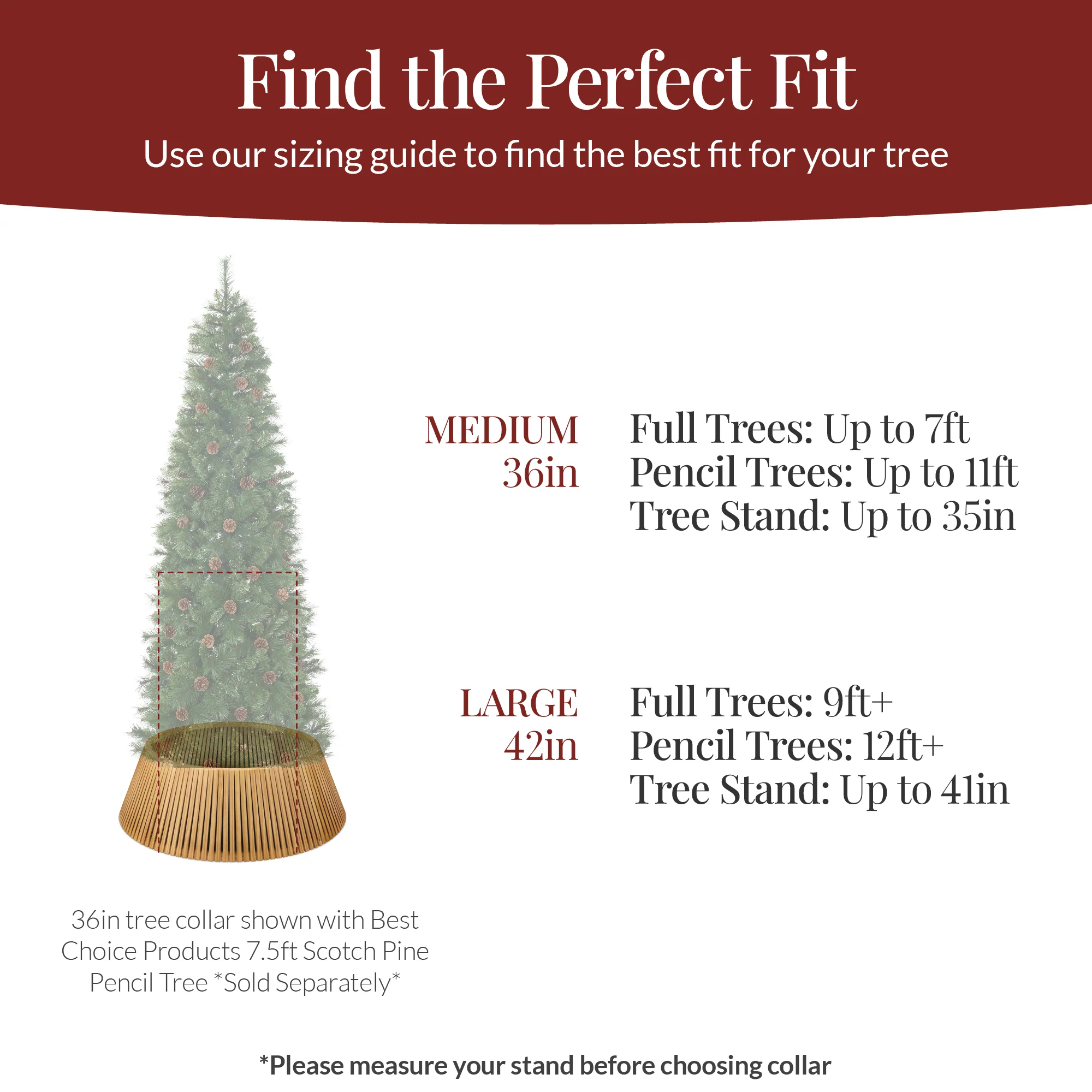 Christmas Tree Collar, Solid Wood Slatted Tree Accessory - 42in - Image 20