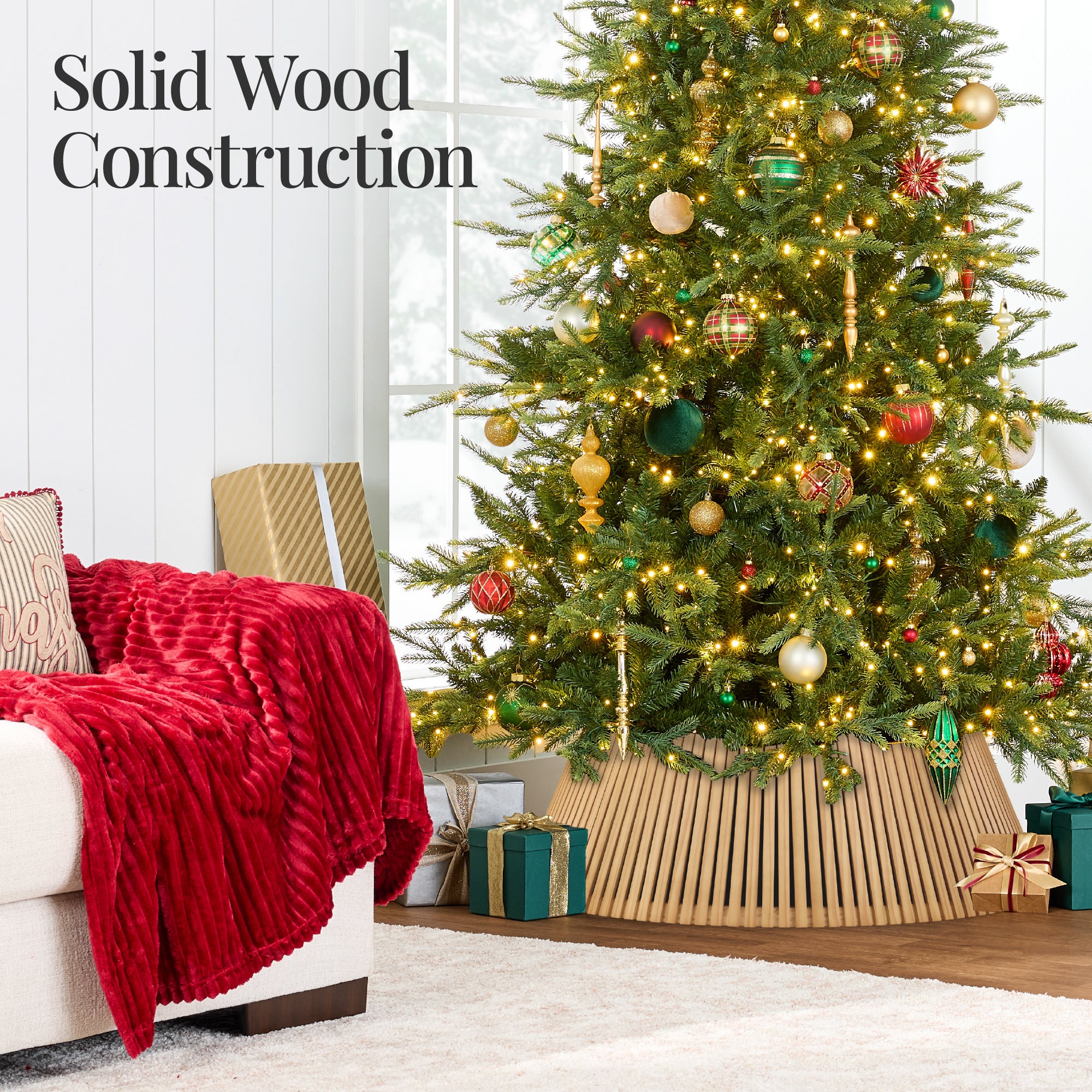 Christmas Tree Collar, Solid Wood Slatted Tree Accessory - 42in - Image 21