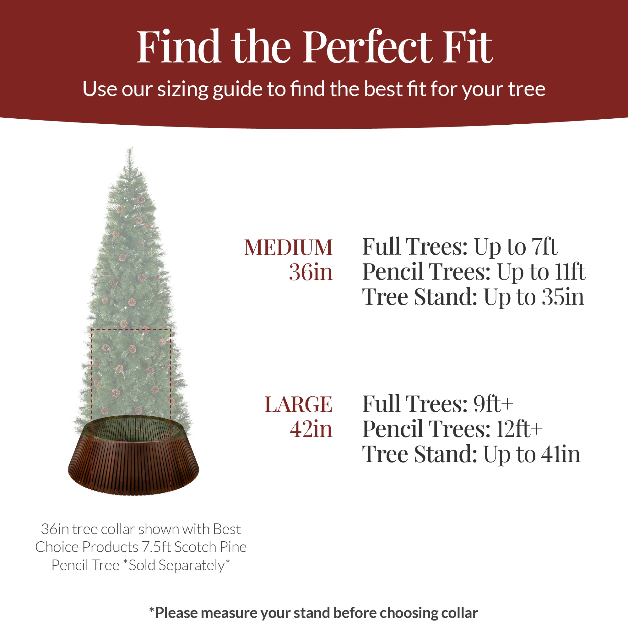 Christmas Tree Collar, Solid Wood Slatted Tree Accessory - 42in - Image 4