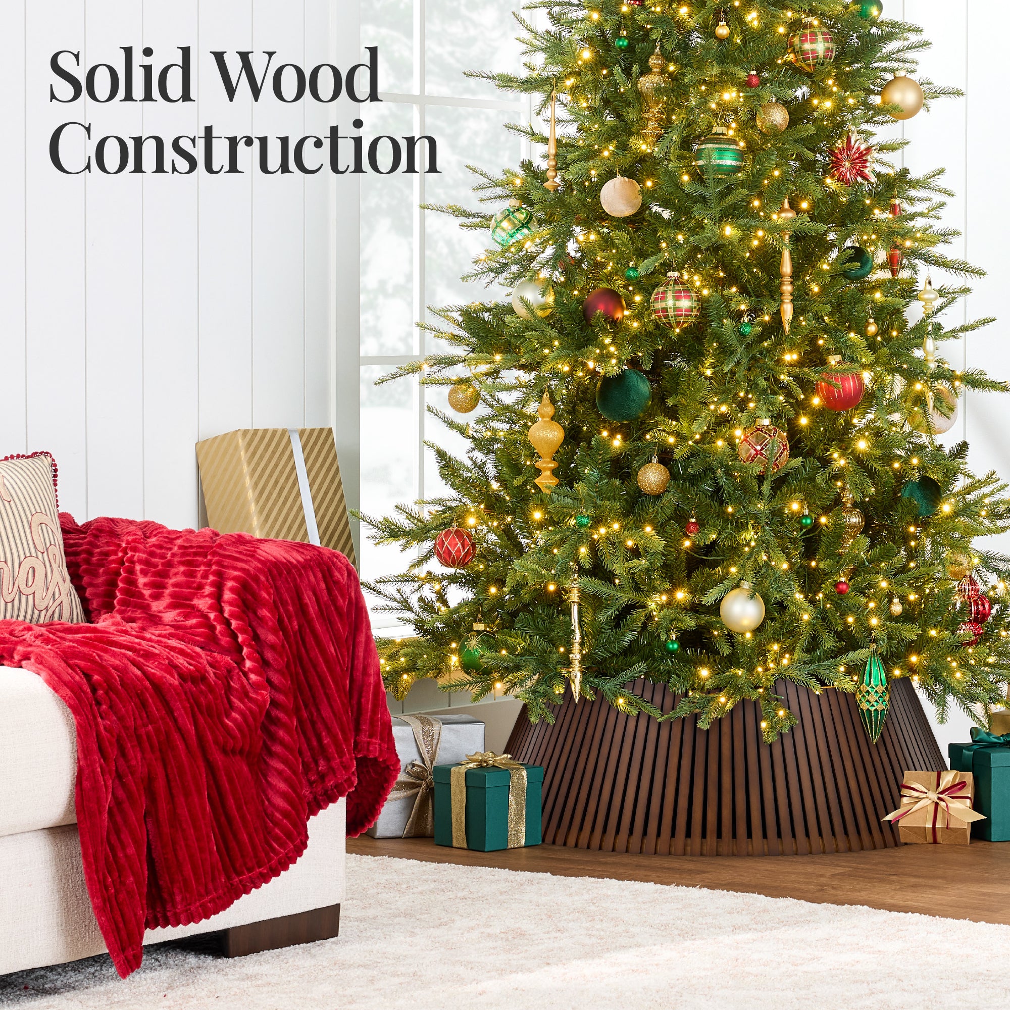 Christmas Tree Collar, Solid Wood Slatted Tree Accessory - 42in - Image 5