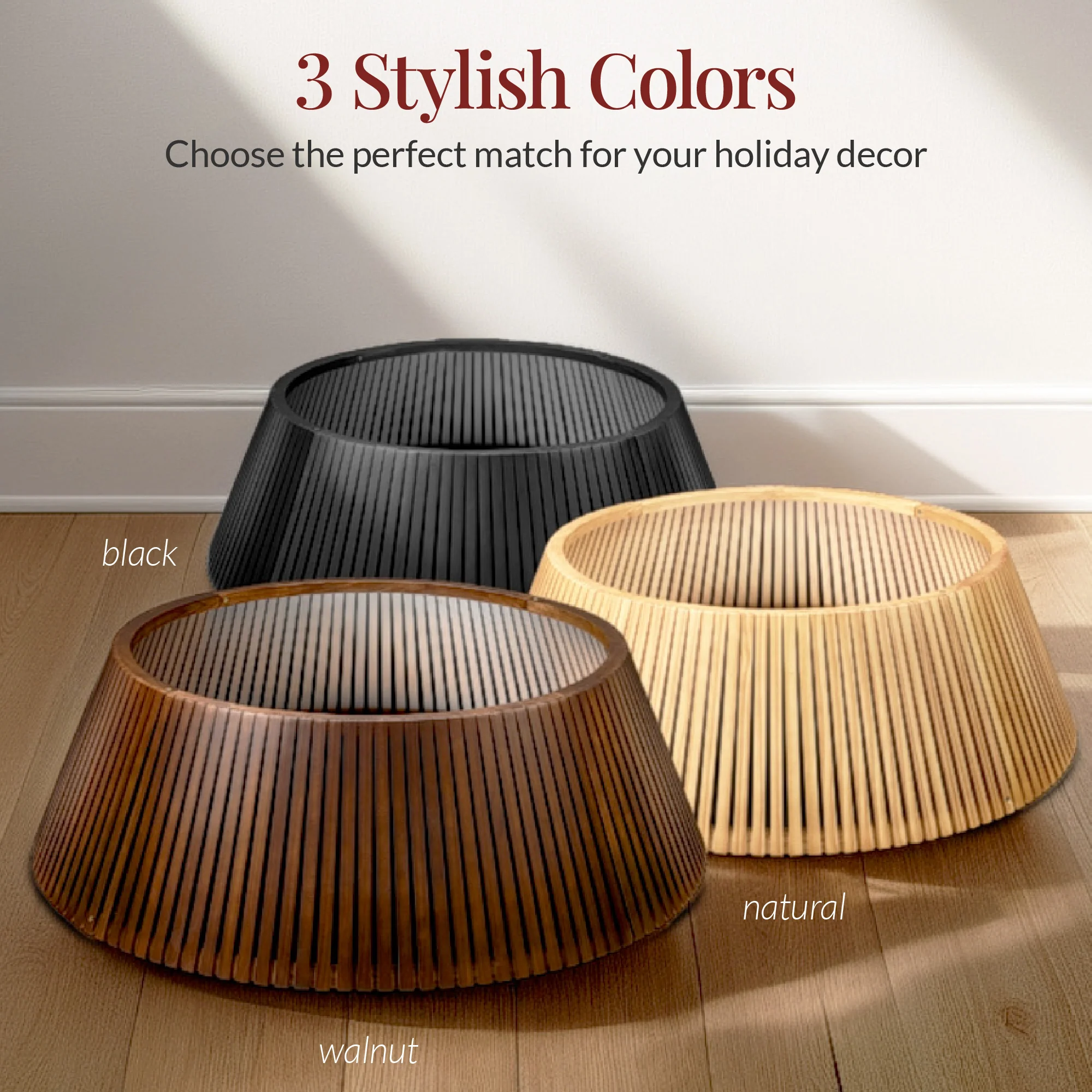 Christmas Tree Collar, Solid Wood Slatted Tree Accessory - 42in - Image 6