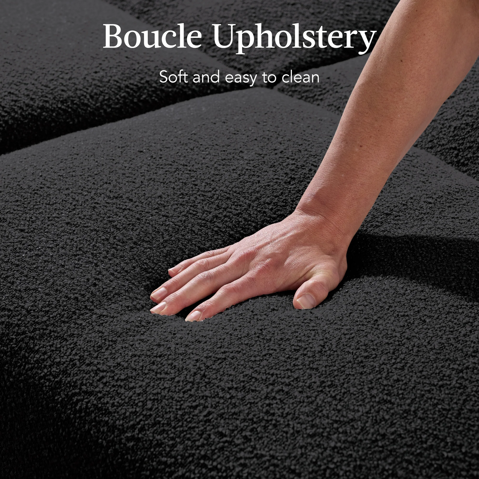 Curved Convertible Futon, Boucle Fabric Split-Back Sleeper Bed - Image 15
