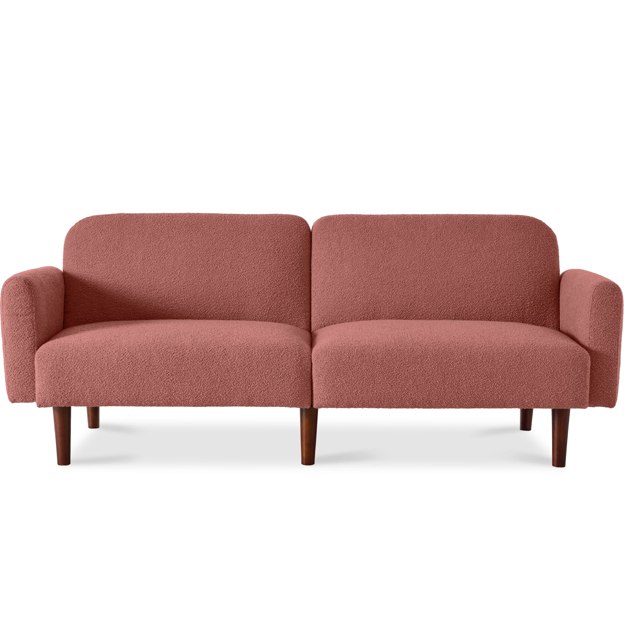 Curved Convertible Futon, Boucle Fabric Split-Back Sleeper Bed - Image 19