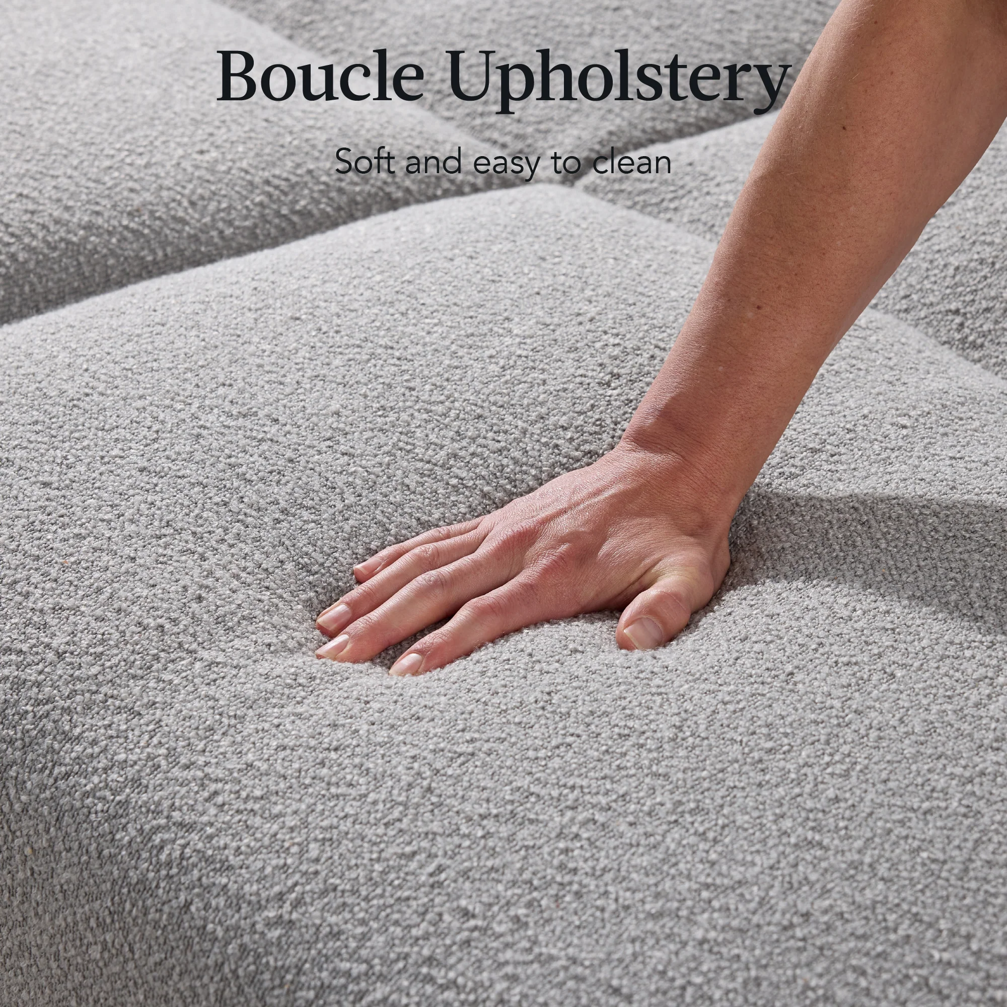 Curved Convertible Futon, Boucle Fabric Split-Back Sleeper Bed - Image 33