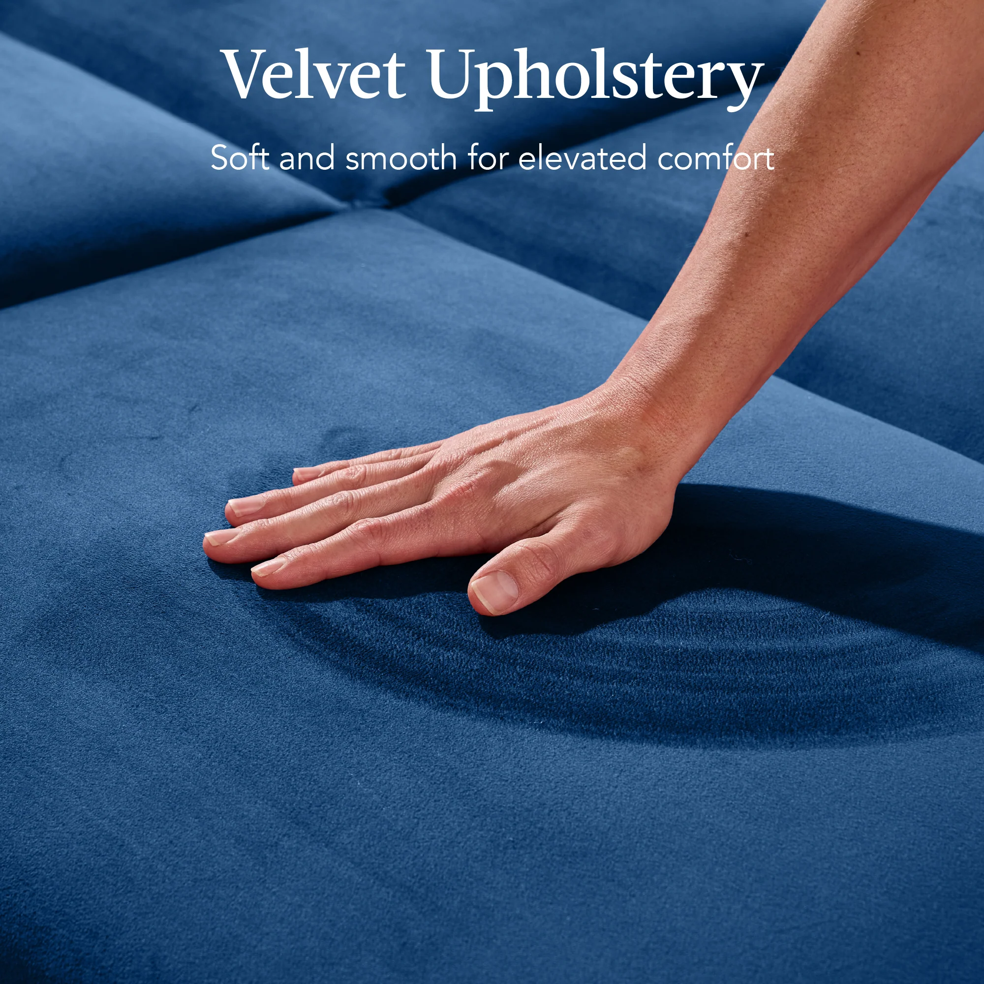 Curved Convertible Futon, Velvet Fabric Split-Back Sleeper Bed - Image 33