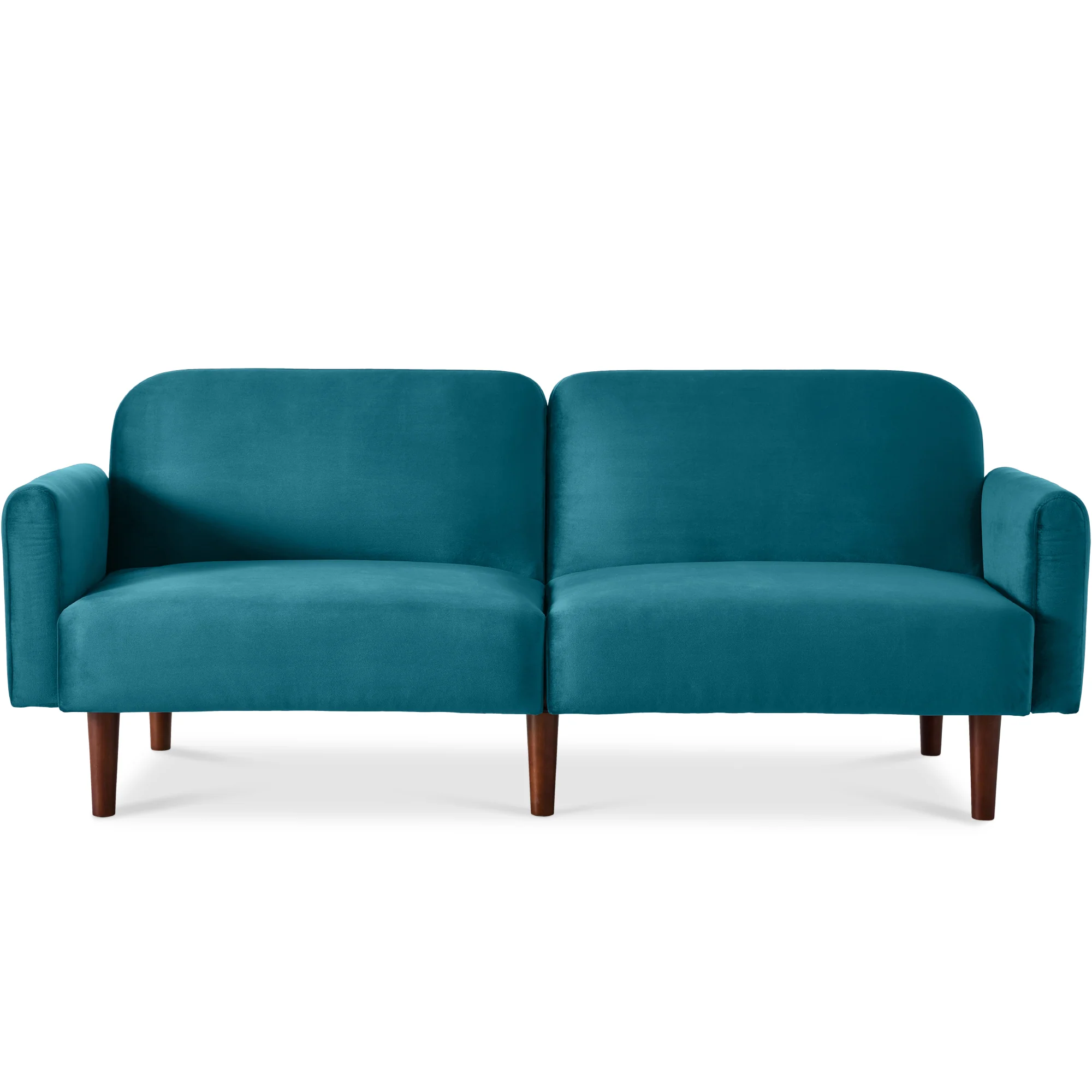 Curved Convertible Futon, Velvet Fabric Split-Back Sleeper Bed - Image 37