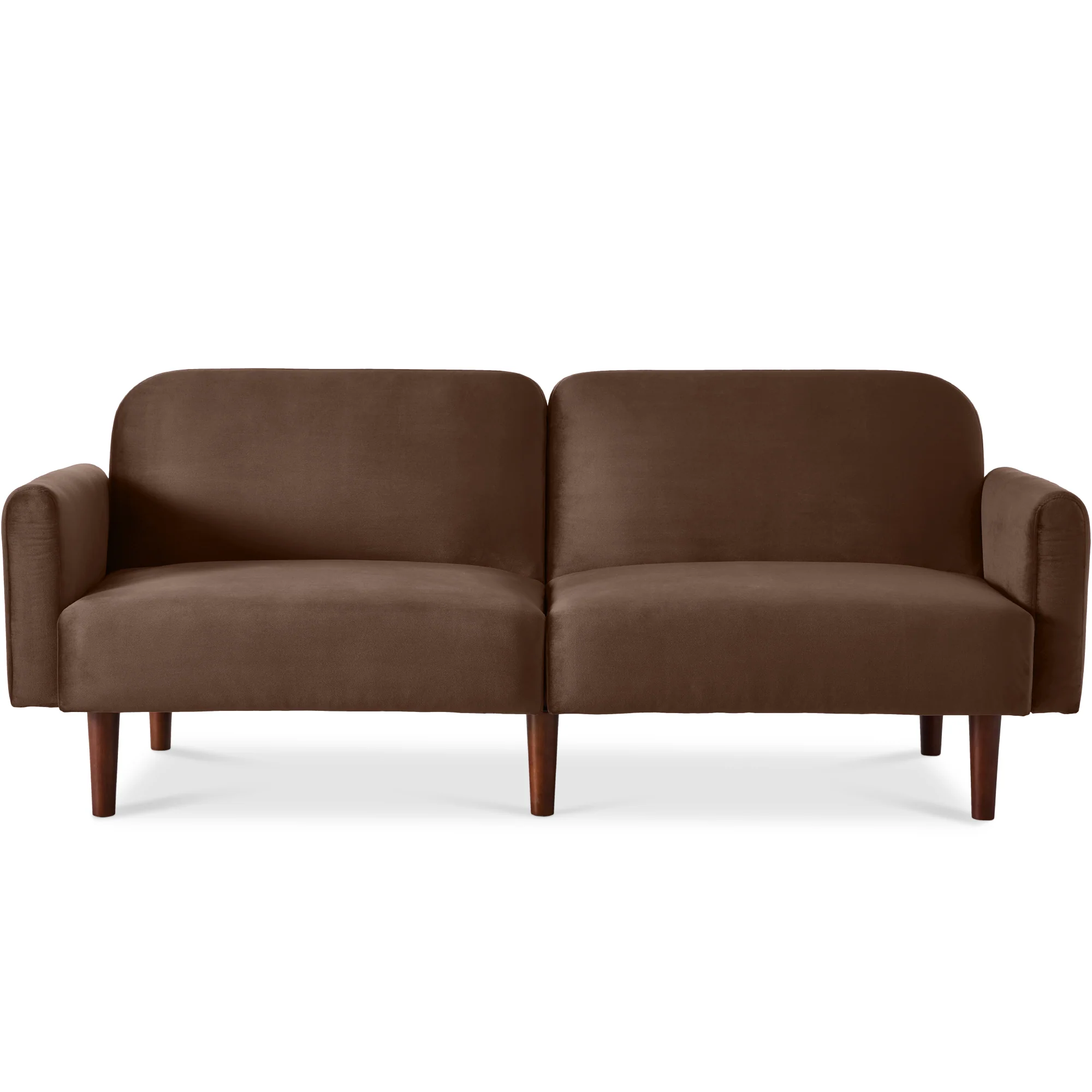 Curved Convertible Futon, Velvet Fabric Split-Back Sleeper Bed - Image 46
