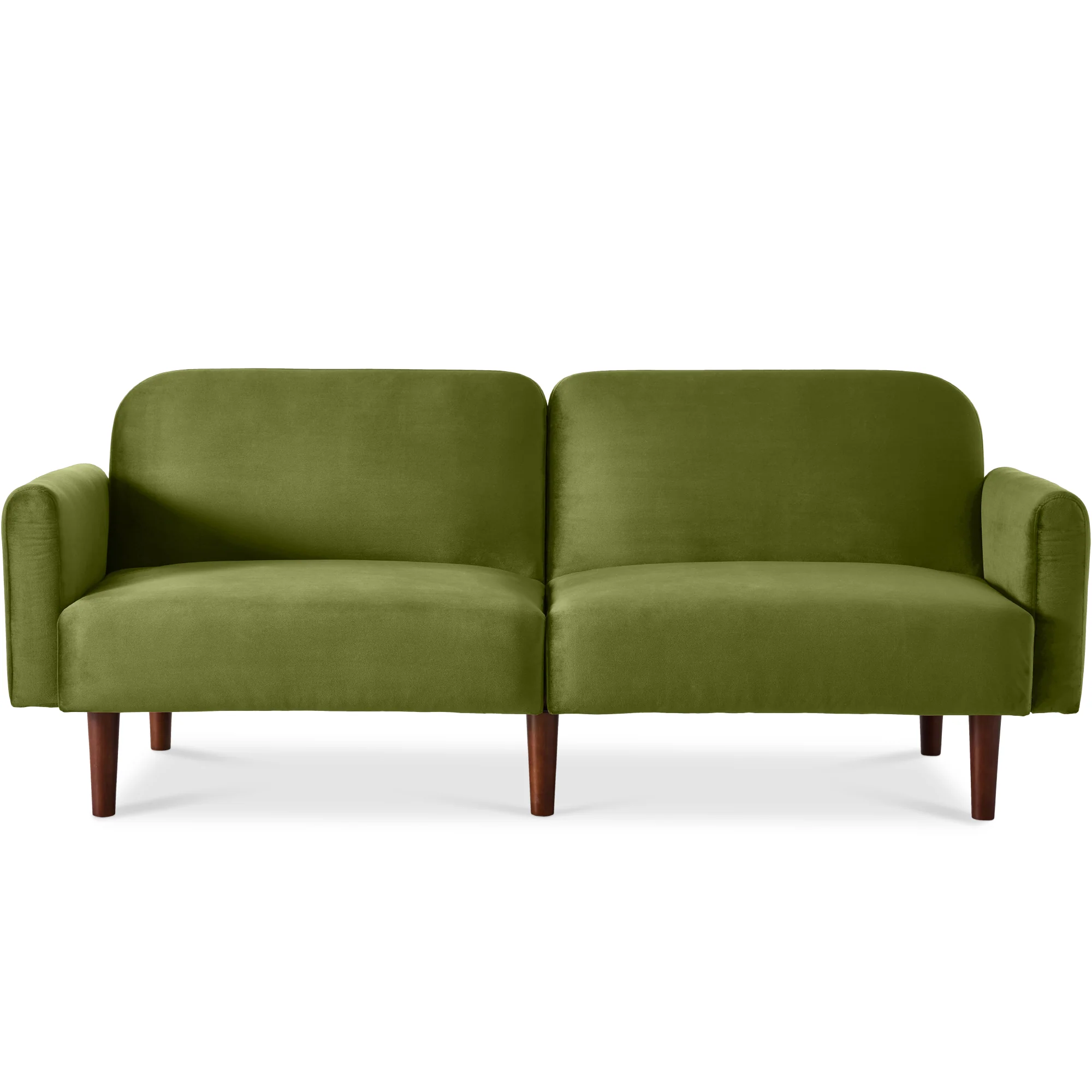 Curved Convertible Futon, Velvet Fabric Split-Back Sleeper Bed - Image 55