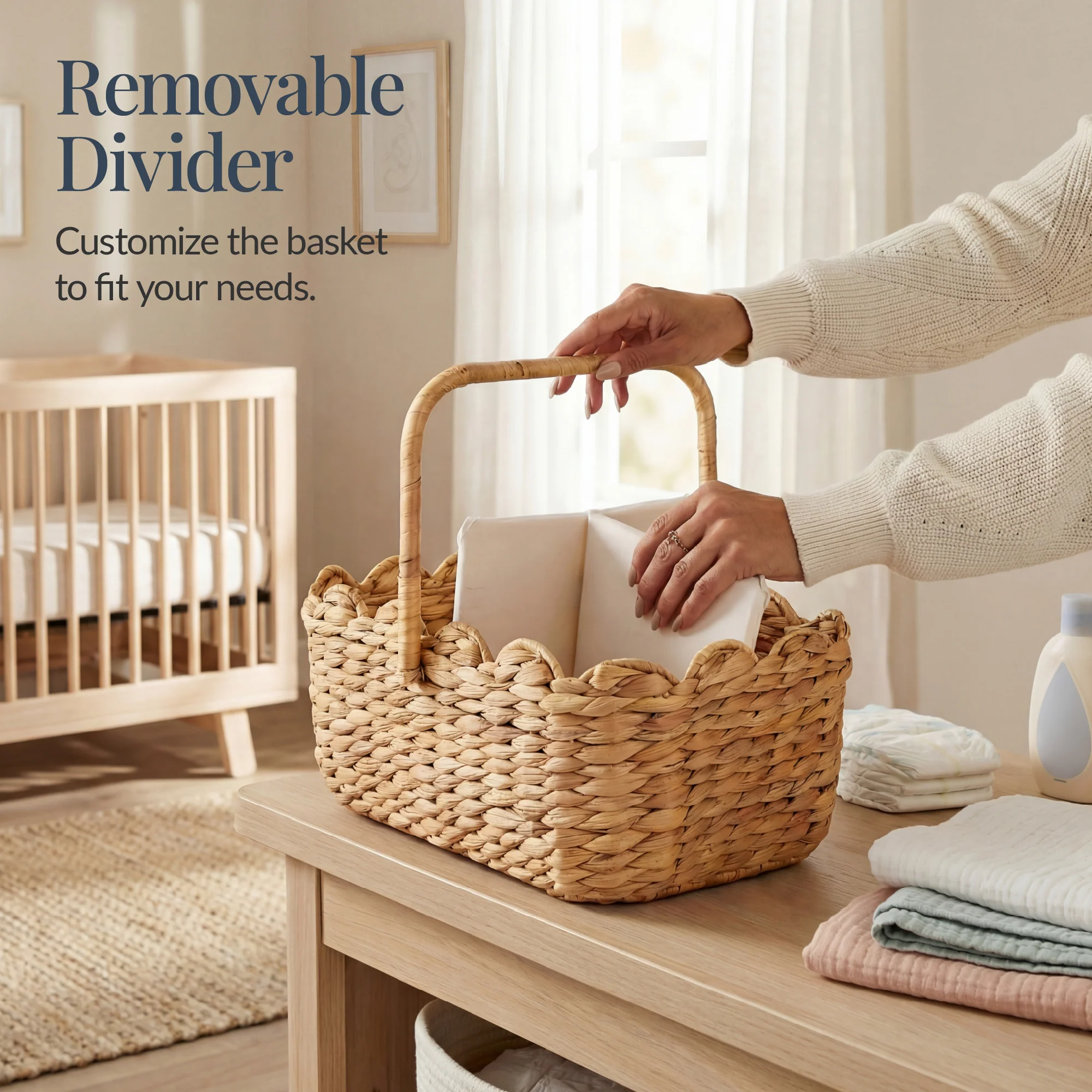 Diaper Caddy Organizer for Baby w/ Removable Divider & Handles - Image 6