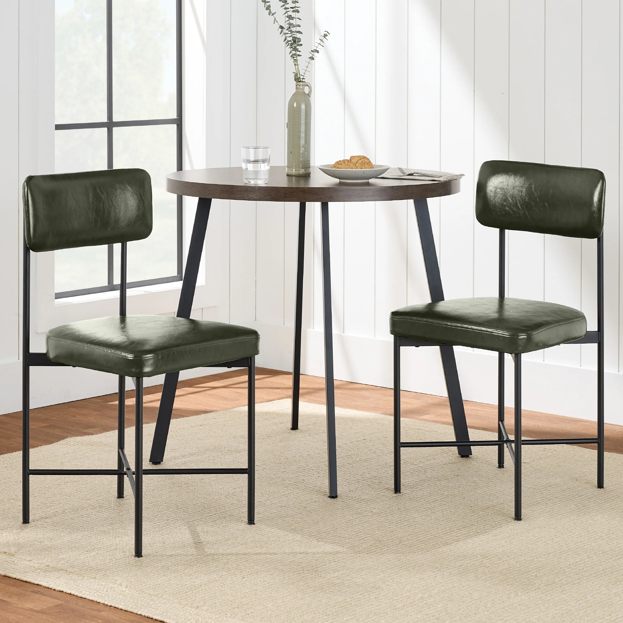 Dining Chair Set of 2, Faux Leather, Standard Height, Metal Frame - Image 12