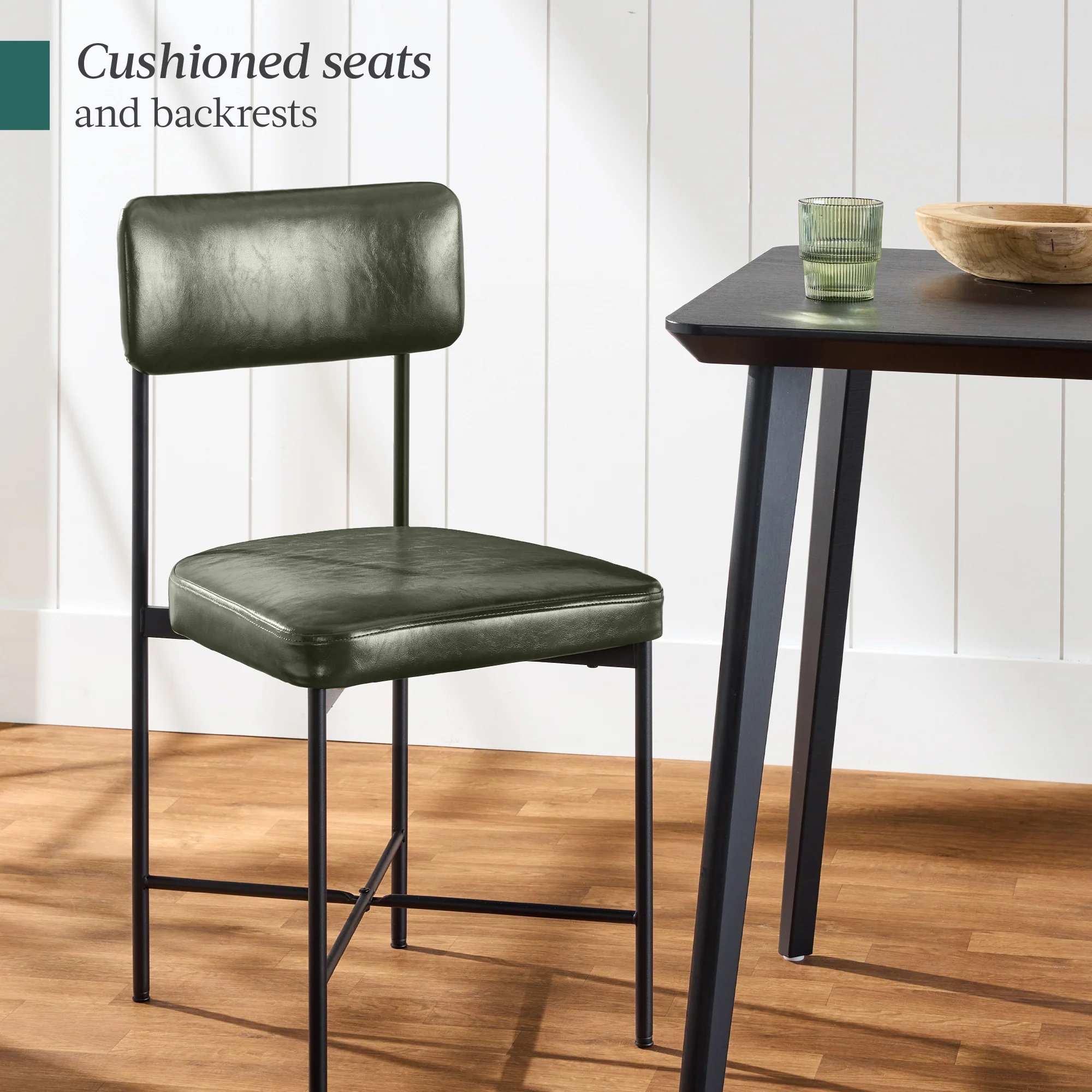 Dining Chair Set of 2, Faux Leather, Standard Height, Metal Frame - Image 14