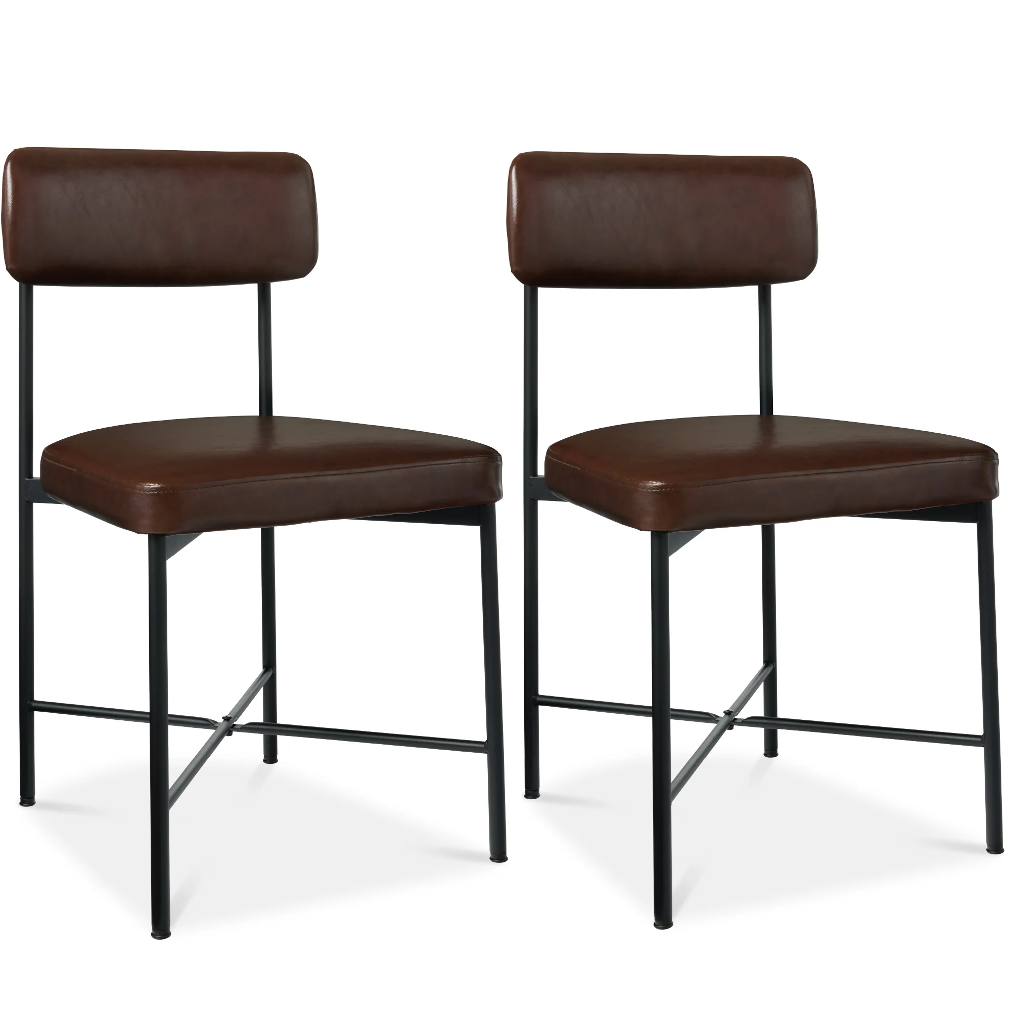 Dining Chair Set of 2, Faux Leather, Standard Height, Metal Frame - Image 17