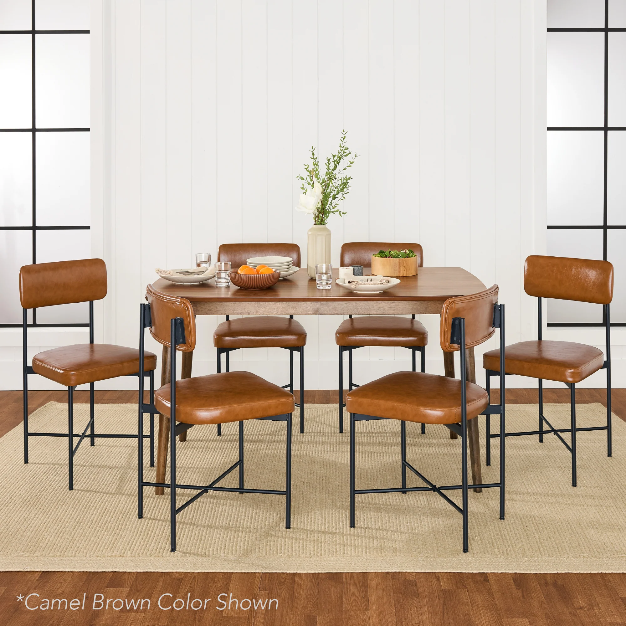 Dining Chair Set of 2, Faux Leather, Standard Height, Metal Frame - Image 24