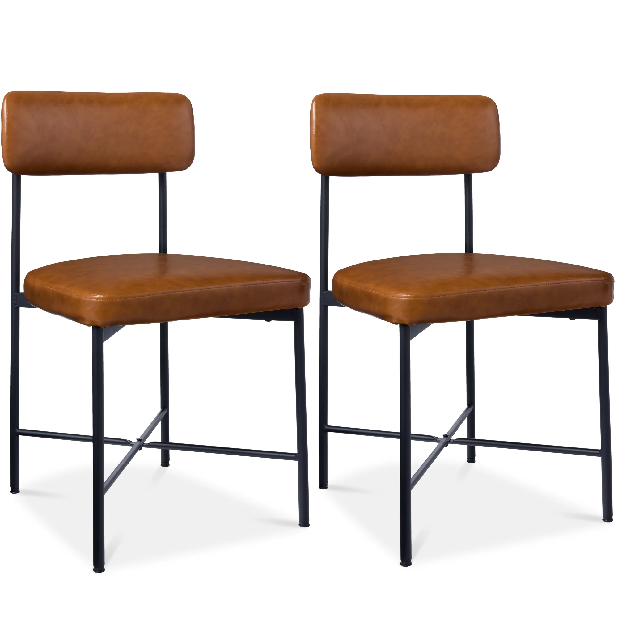 Dining Chair Set of 2, Faux Leather, Standard Height, Metal Frame - Image 25