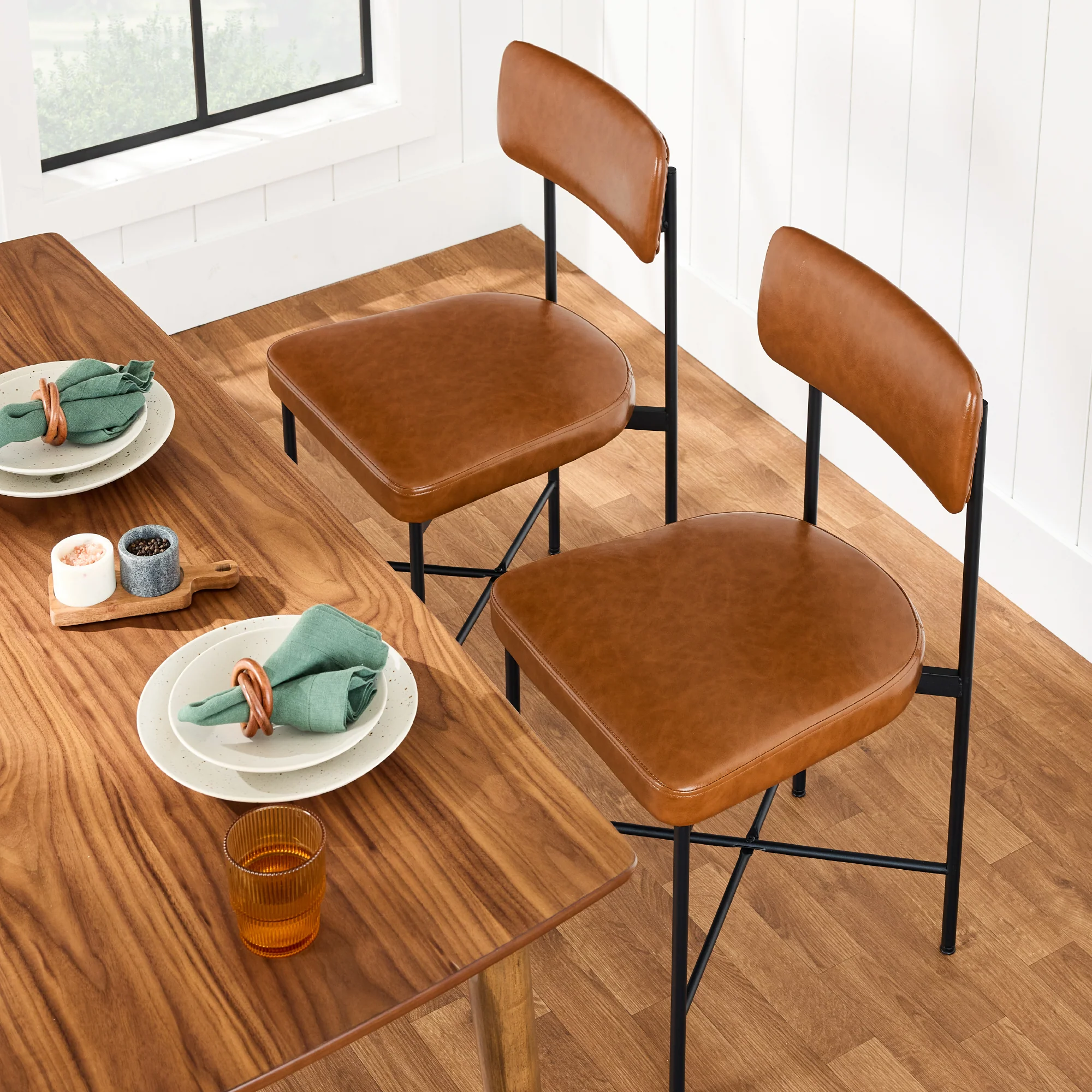 Dining Chair Set of 2, Faux Leather, Standard Height, Metal Frame - Image 27