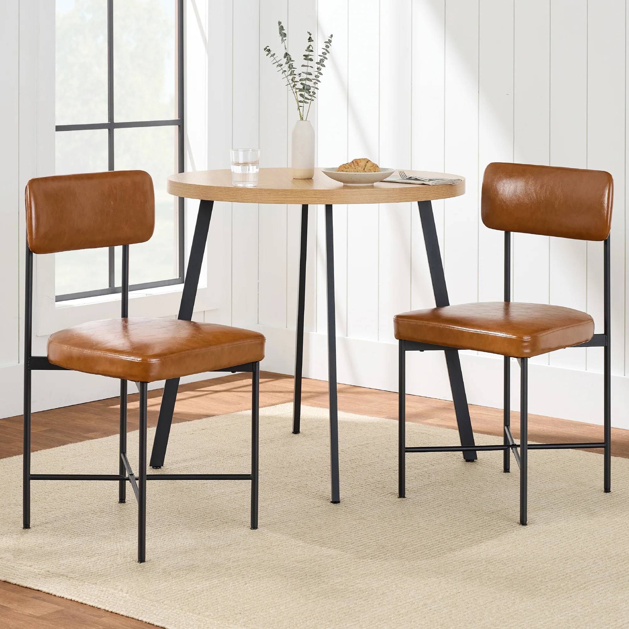 Dining Chair Set of 2, Faux Leather, Standard Height, Metal Frame - Image 28