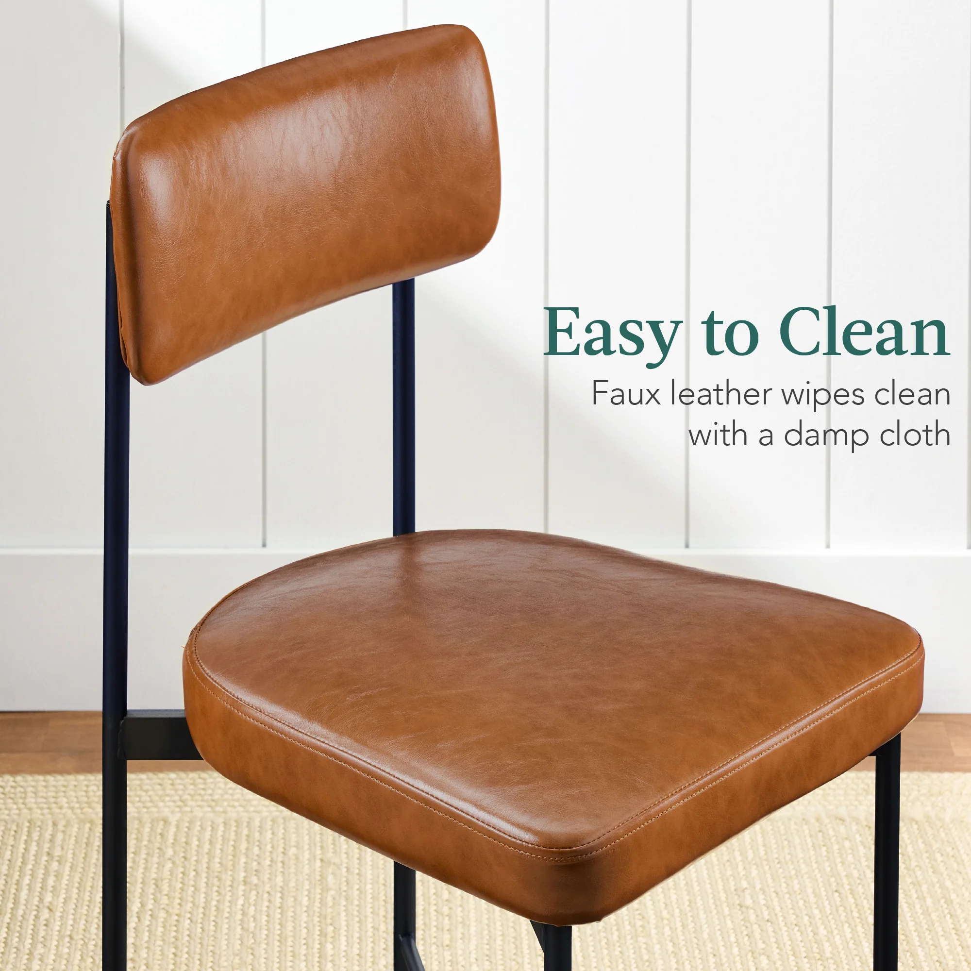 Dining Chair Set of 2, Faux Leather, Standard Height, Metal Frame - Image 29