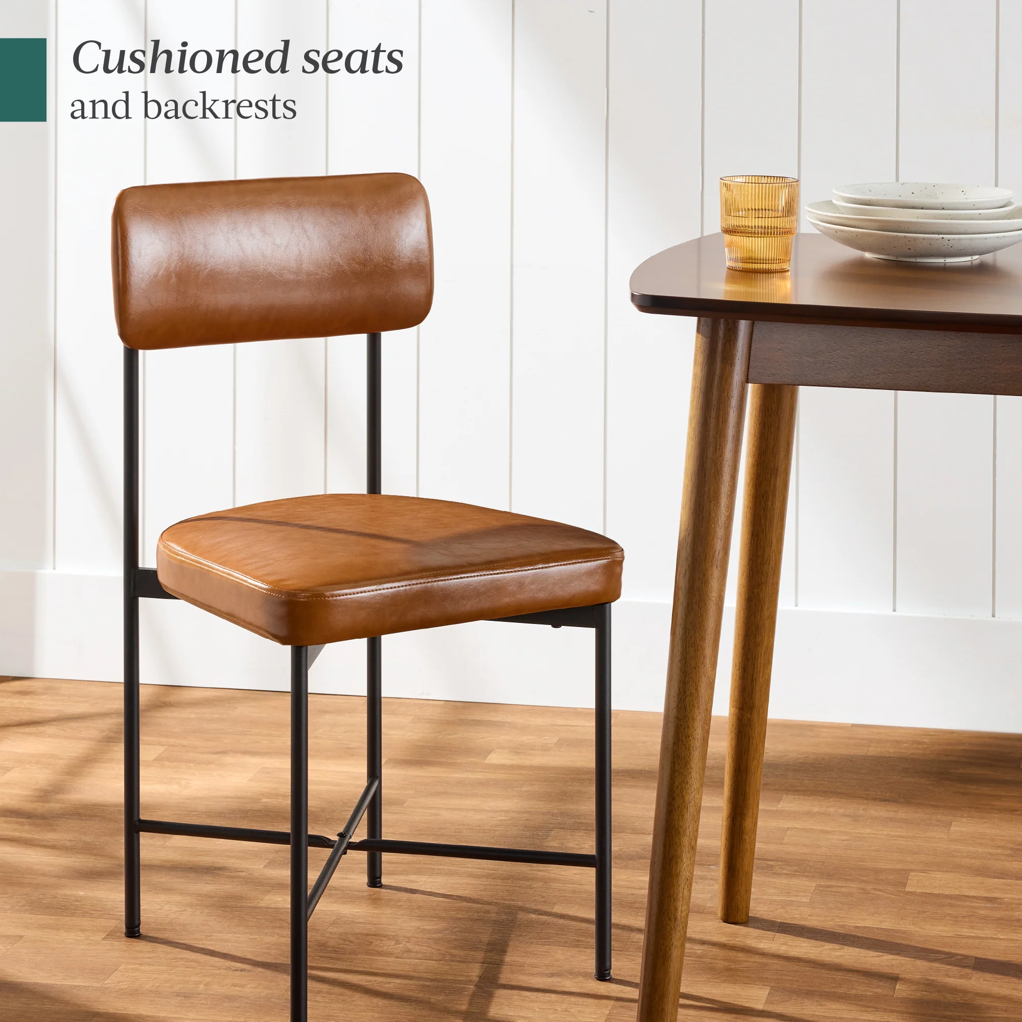 Dining Chair Set of 2, Faux Leather, Standard Height, Metal Frame - Image 30