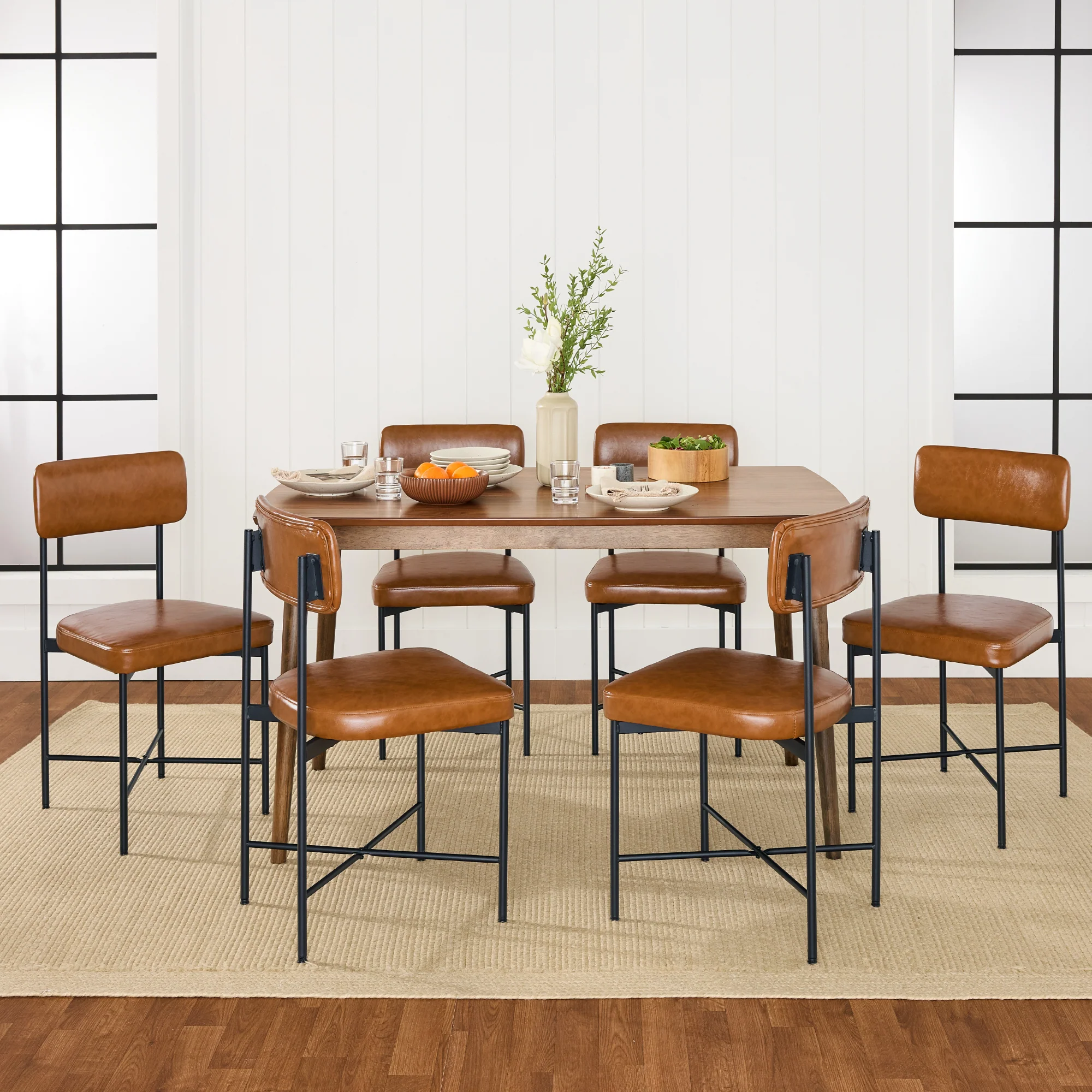 Dining Chair Set of 2, Faux Leather, Standard Height, Metal Frame - Image 32