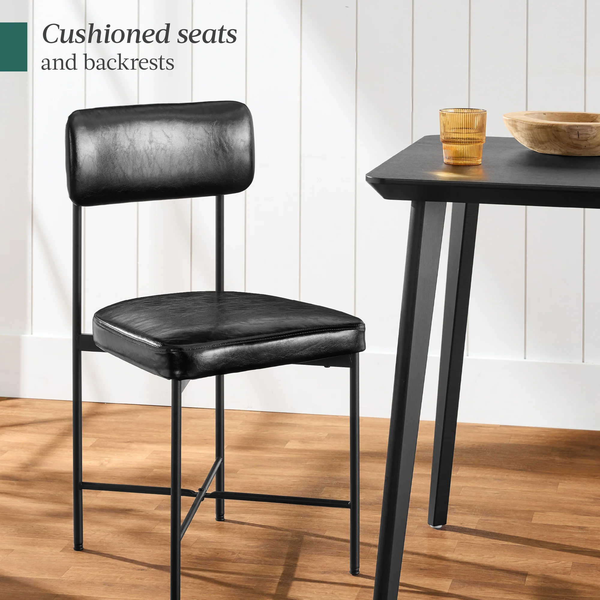 Dining Chair Set of 2, Faux Leather, Standard Height, Metal Frame - Image 6