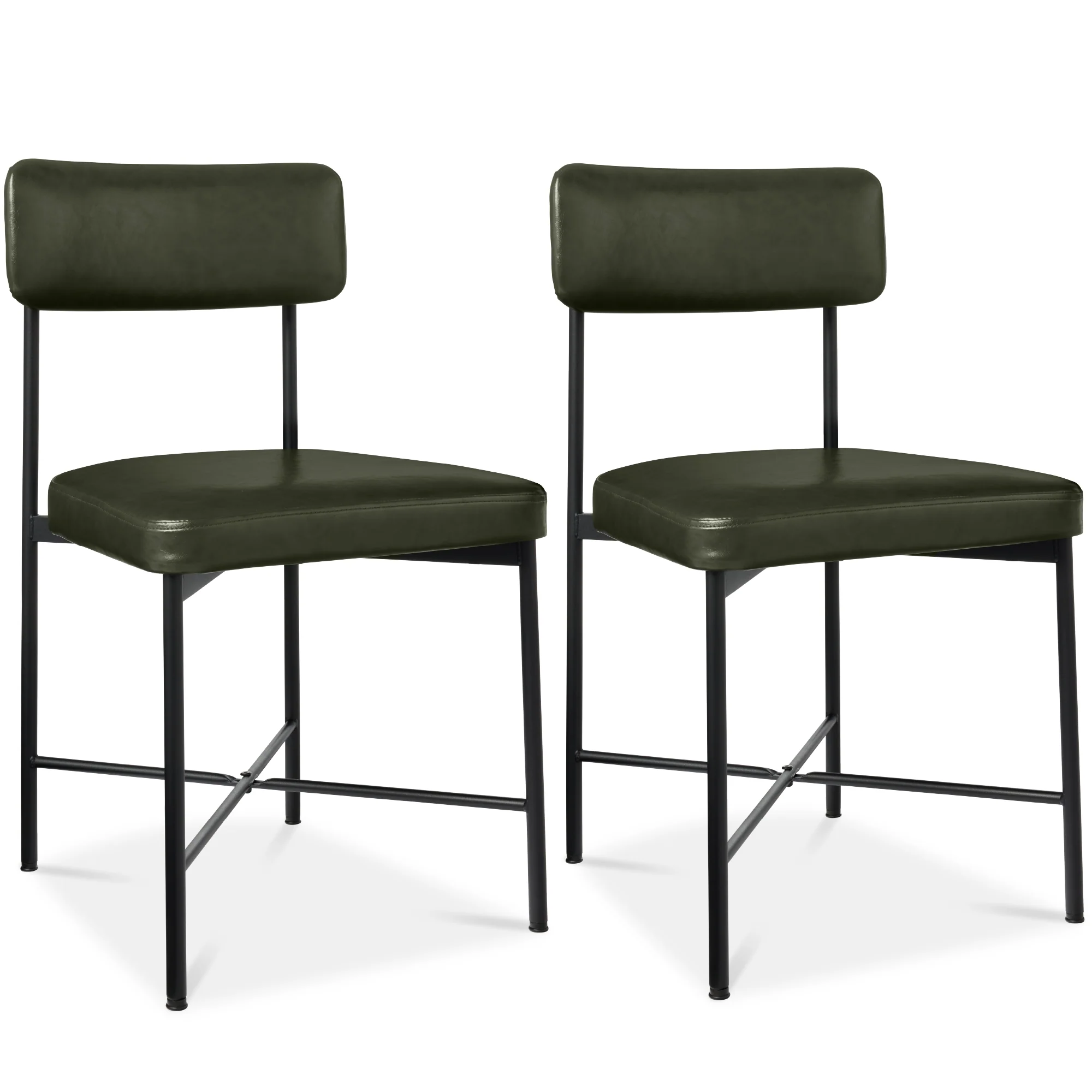 Dining Chair Set of 2, Faux Leather, Standard Height, Metal Frame - Image 9
