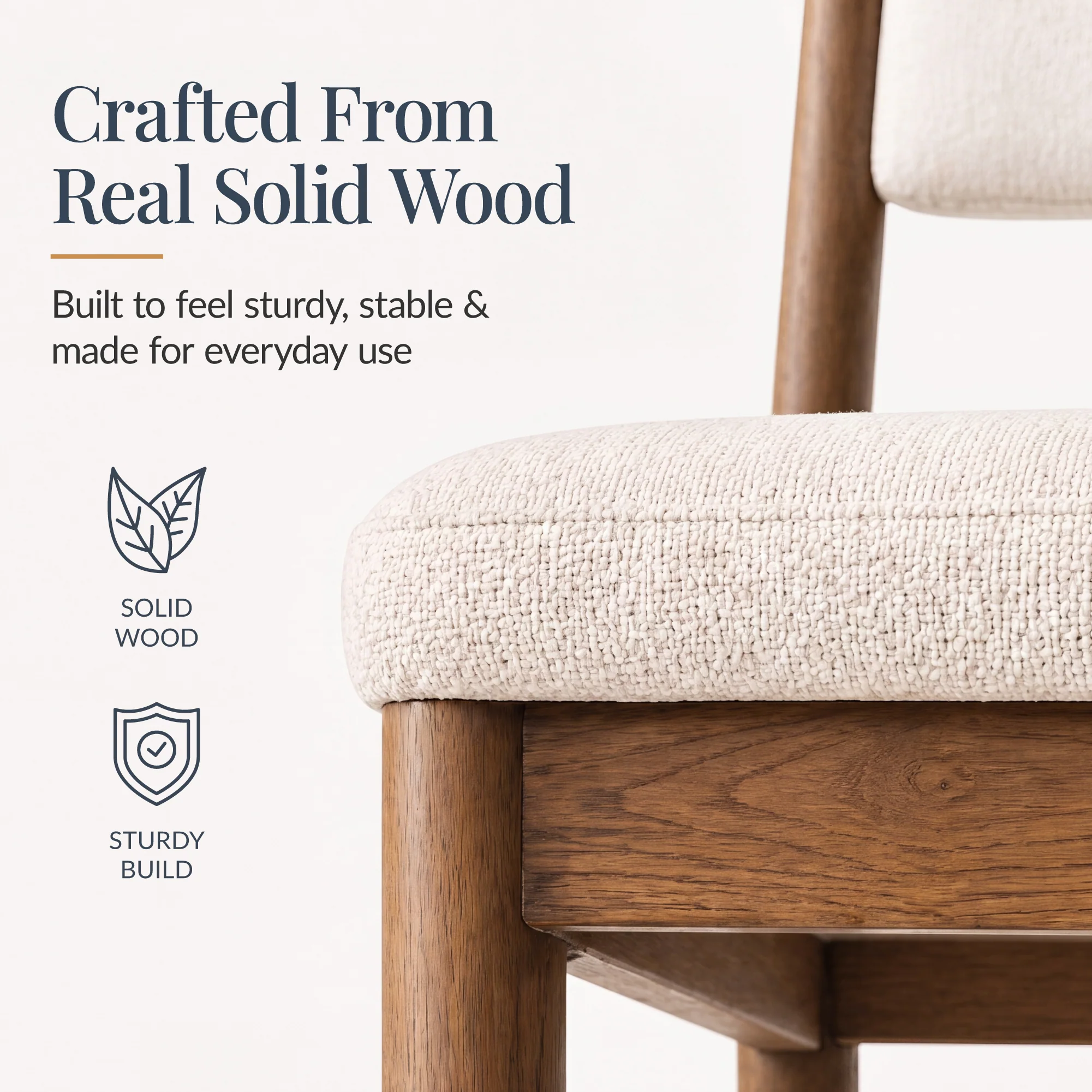 Dining Chairs Set of 2, Modern Solid Wood & Upholstered Dining Chairs - Image 3