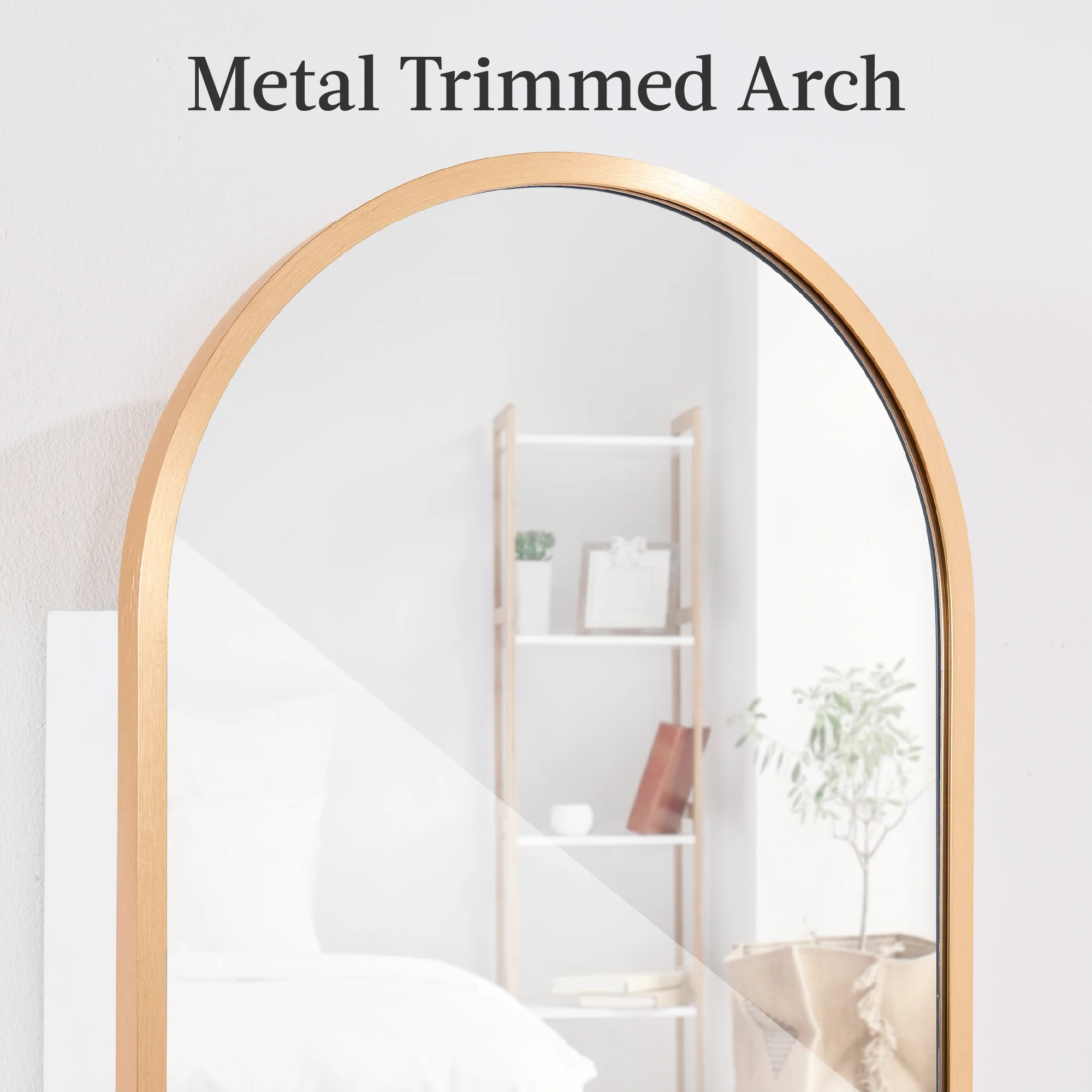 Door/Wall Mounted Arch Mirror Jewelry Armoire, w/ Metal Frame, Built-In Lock - Image 19
