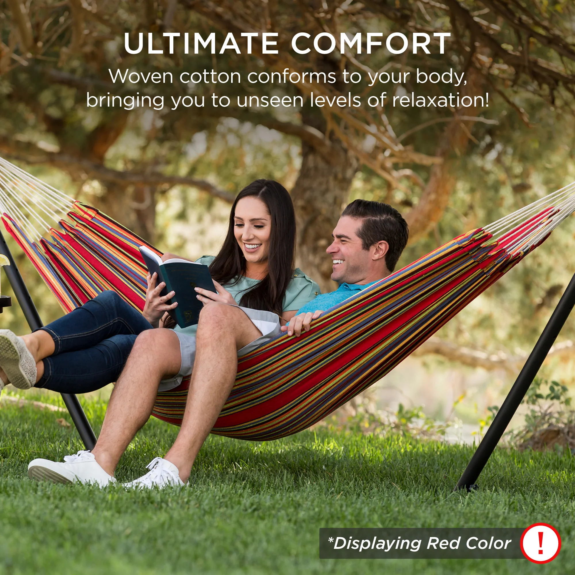 2-Person Brazilian-Style Double Hammock w/ Carrying Bag and Steel Stand - Image 33
