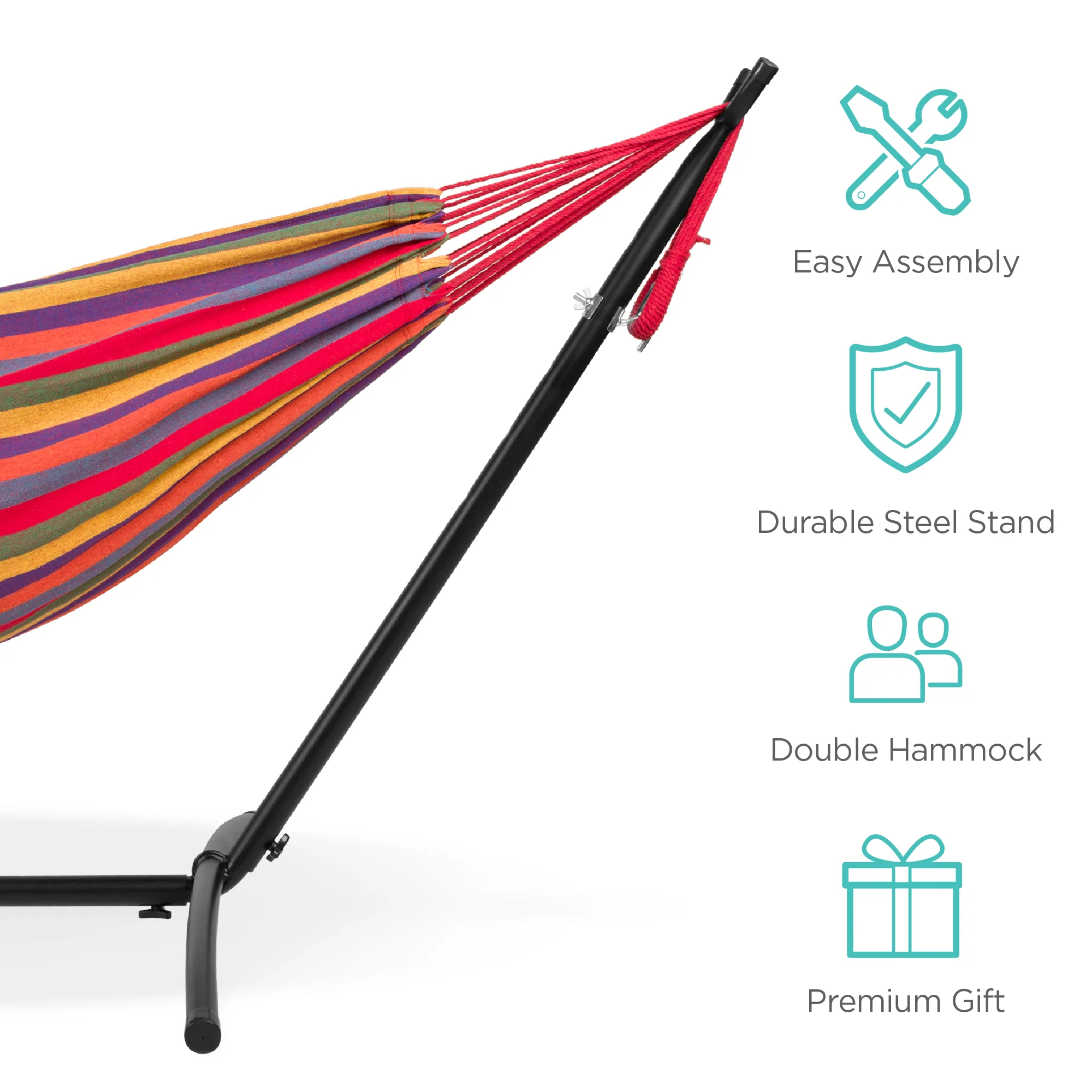 2-Person Brazilian-Style Double Hammock w/ Carrying Bag and Steel Stand - Image 40