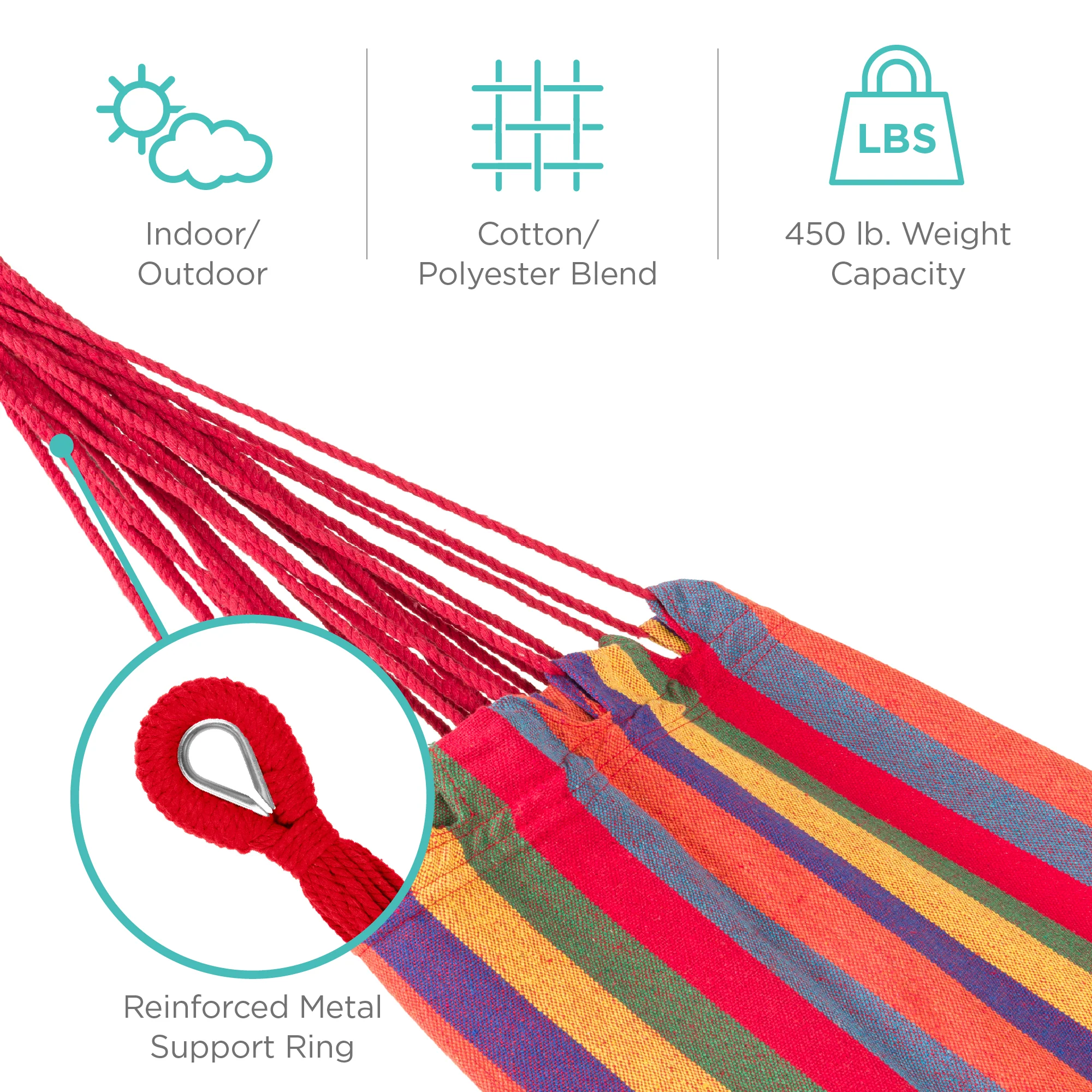 2-Person Brazilian-Style Double Hammock w/ Carrying Bag and Steel Stand - Image 41