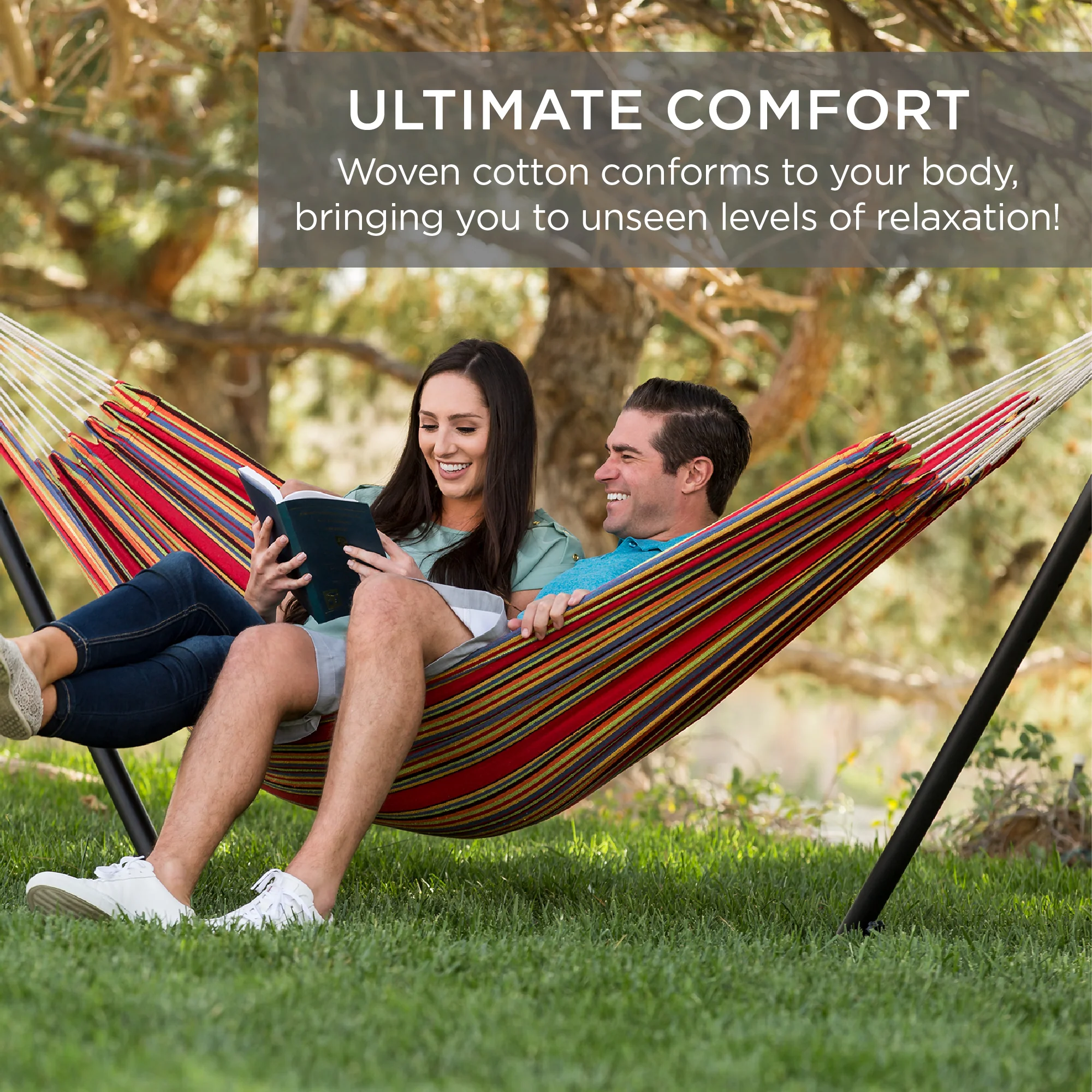2-Person Brazilian-Style Double Hammock w/ Carrying Bag and Steel Stand - Image 45