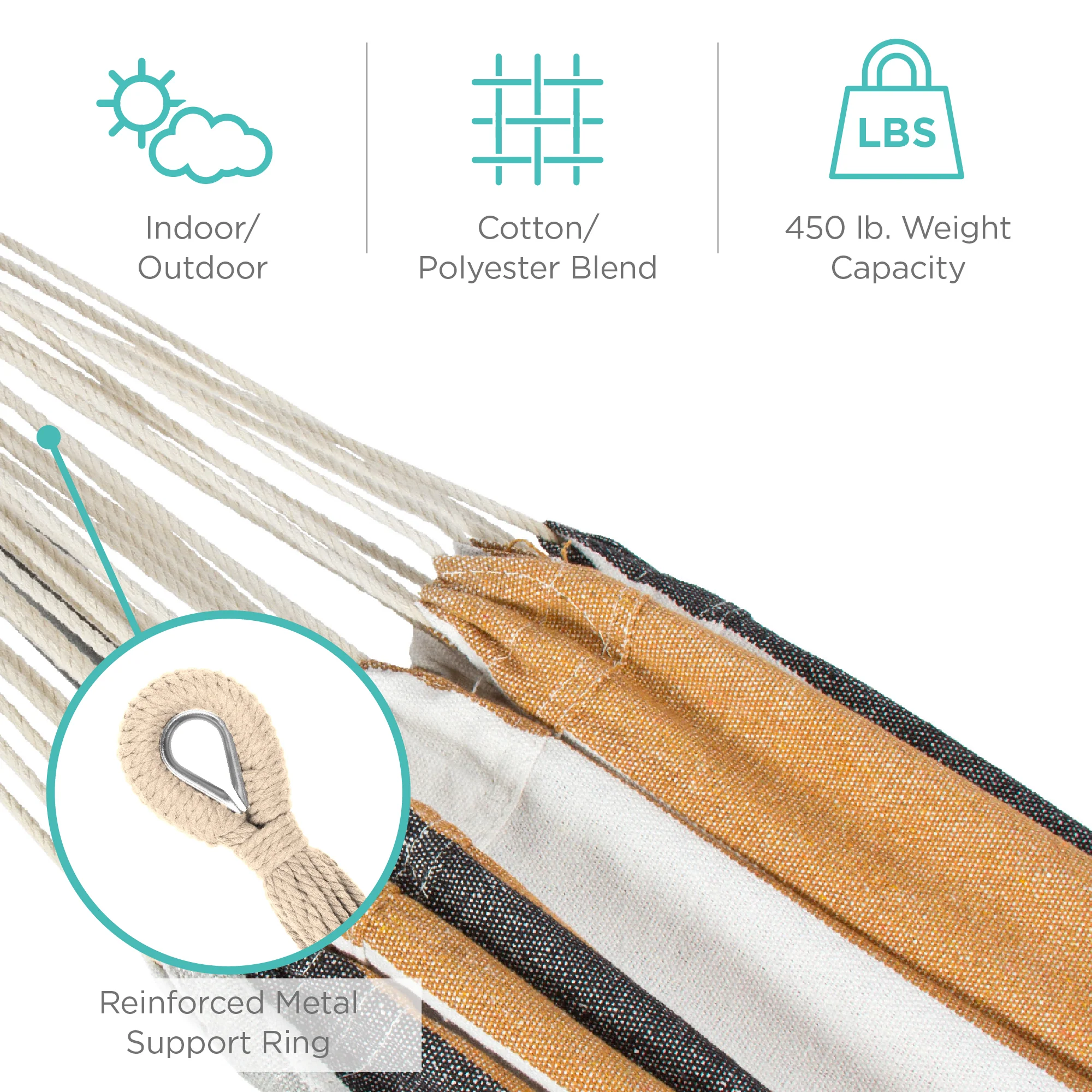 2-Person Brazilian-Style Double Hammock w/ Carrying Bag and Steel Stand - Image 5