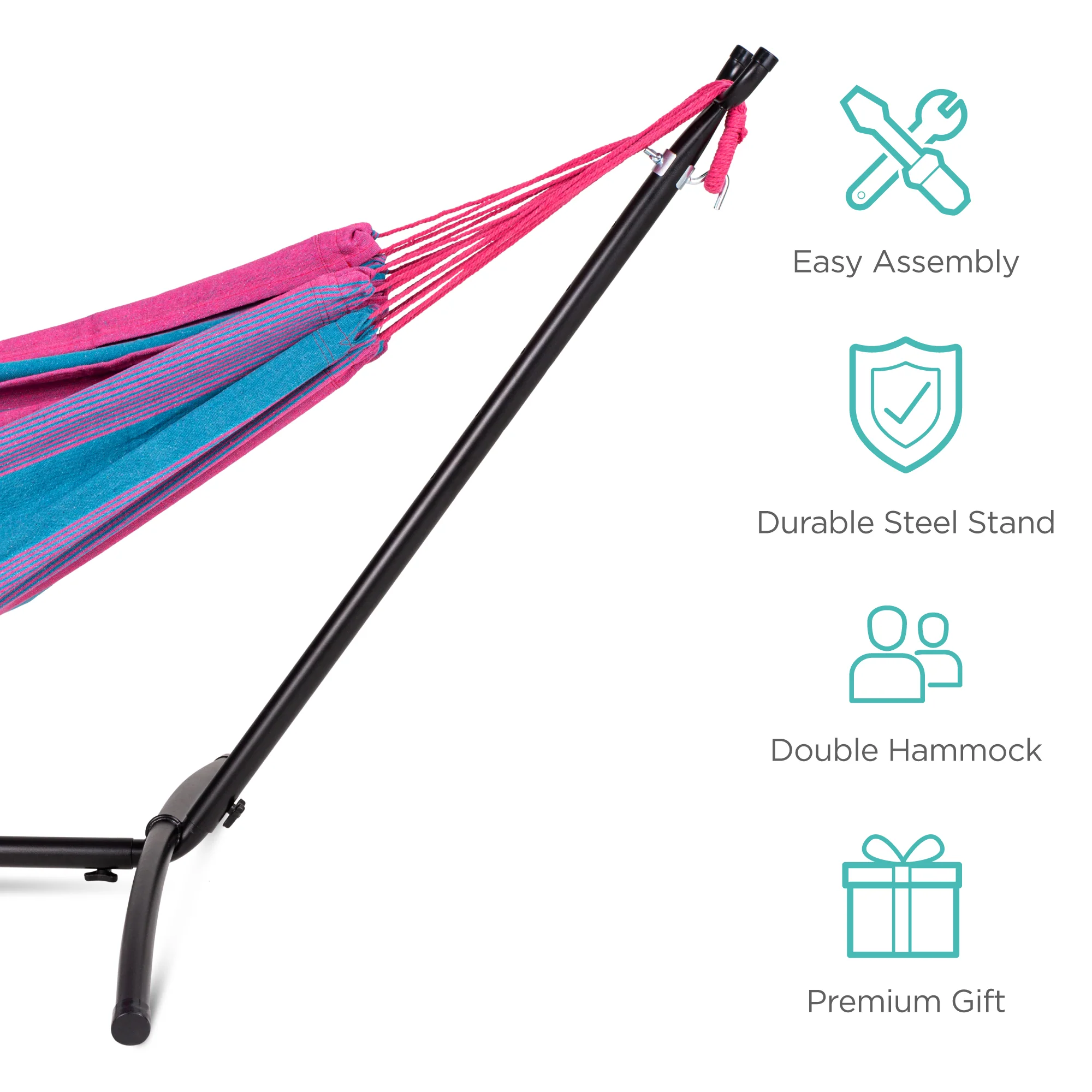 2-Person Brazilian-Style Double Hammock w/ Carrying Bag and Steel Stand - Image 52