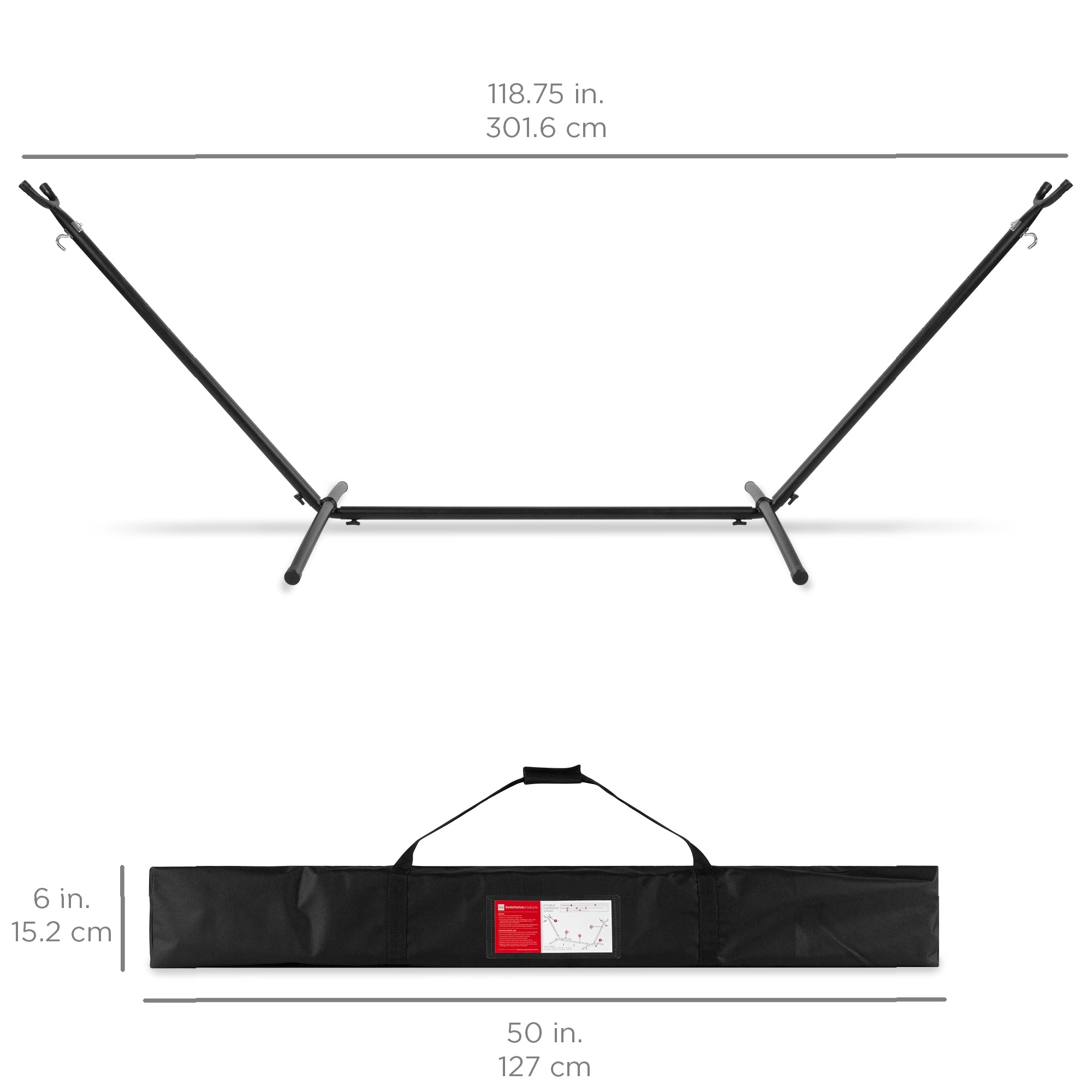2-Person Brazilian-Style Double Hammock w/ Carrying Bag and Steel Stand - Image 6