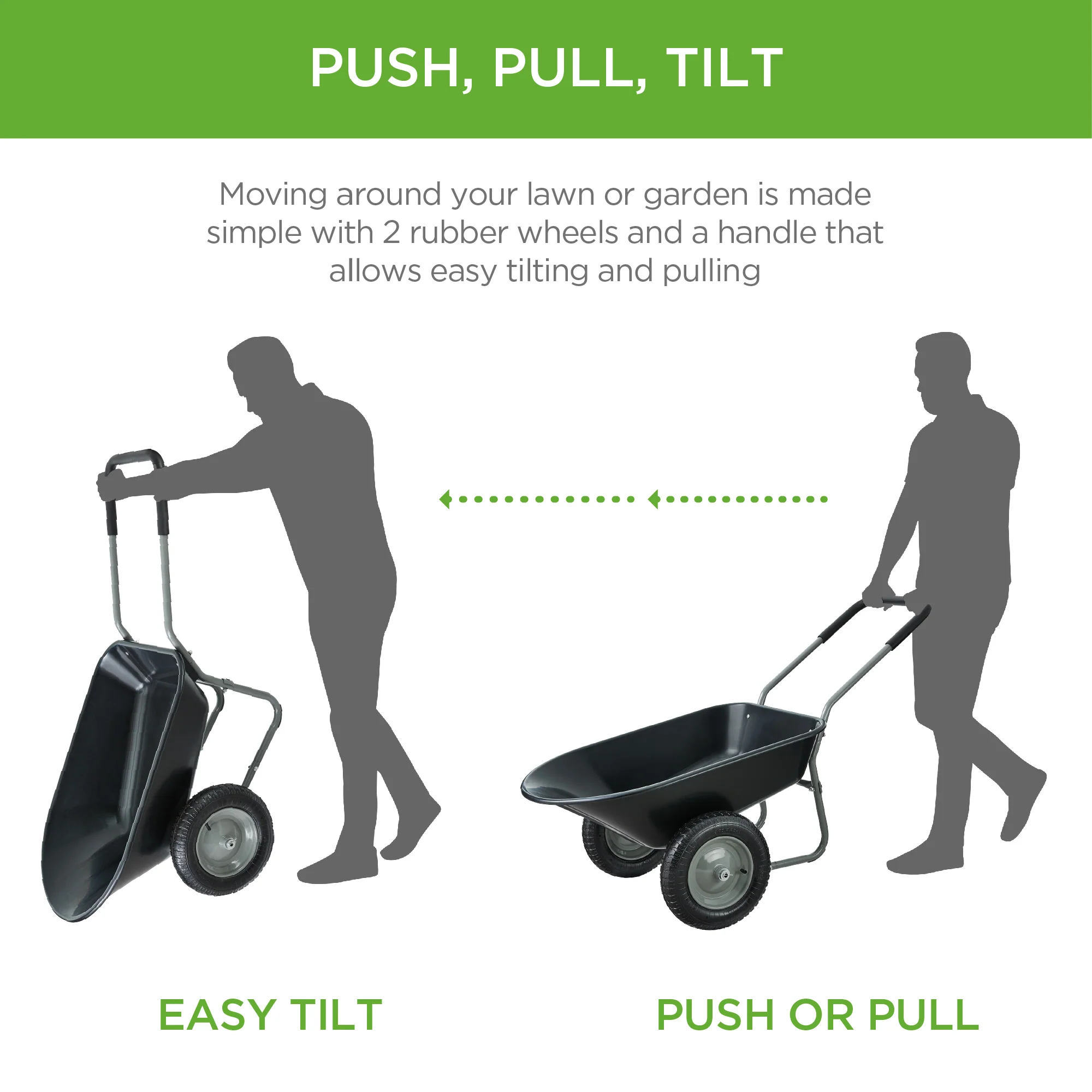 Dual-Wheel Wheelbarrow Garden Cart - Image 18
