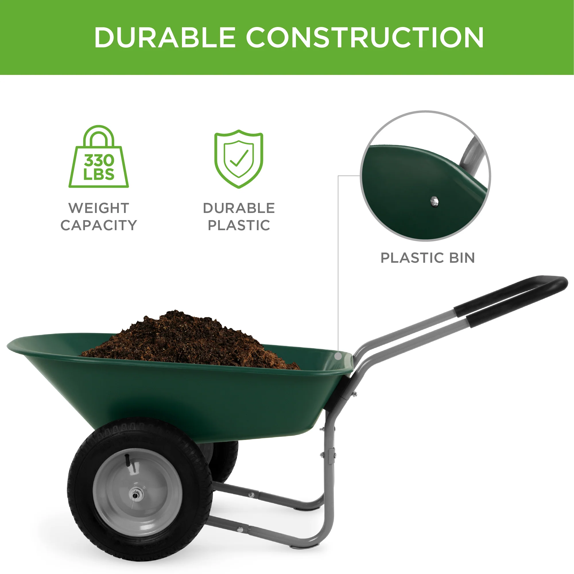 Dual-Wheel Wheelbarrow Garden Cart - Image 38
