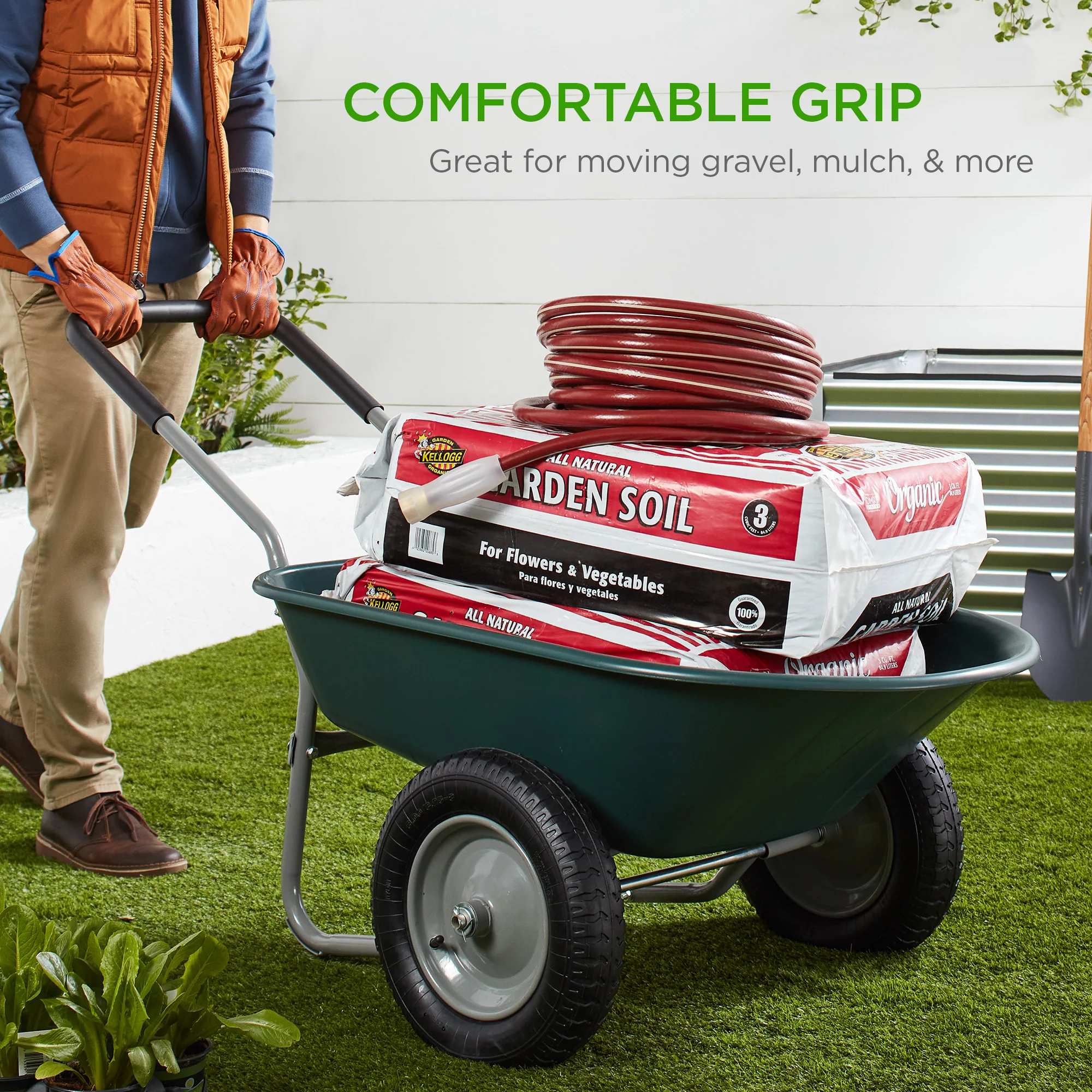 Dual-Wheel Wheelbarrow Garden Cart - Image 41